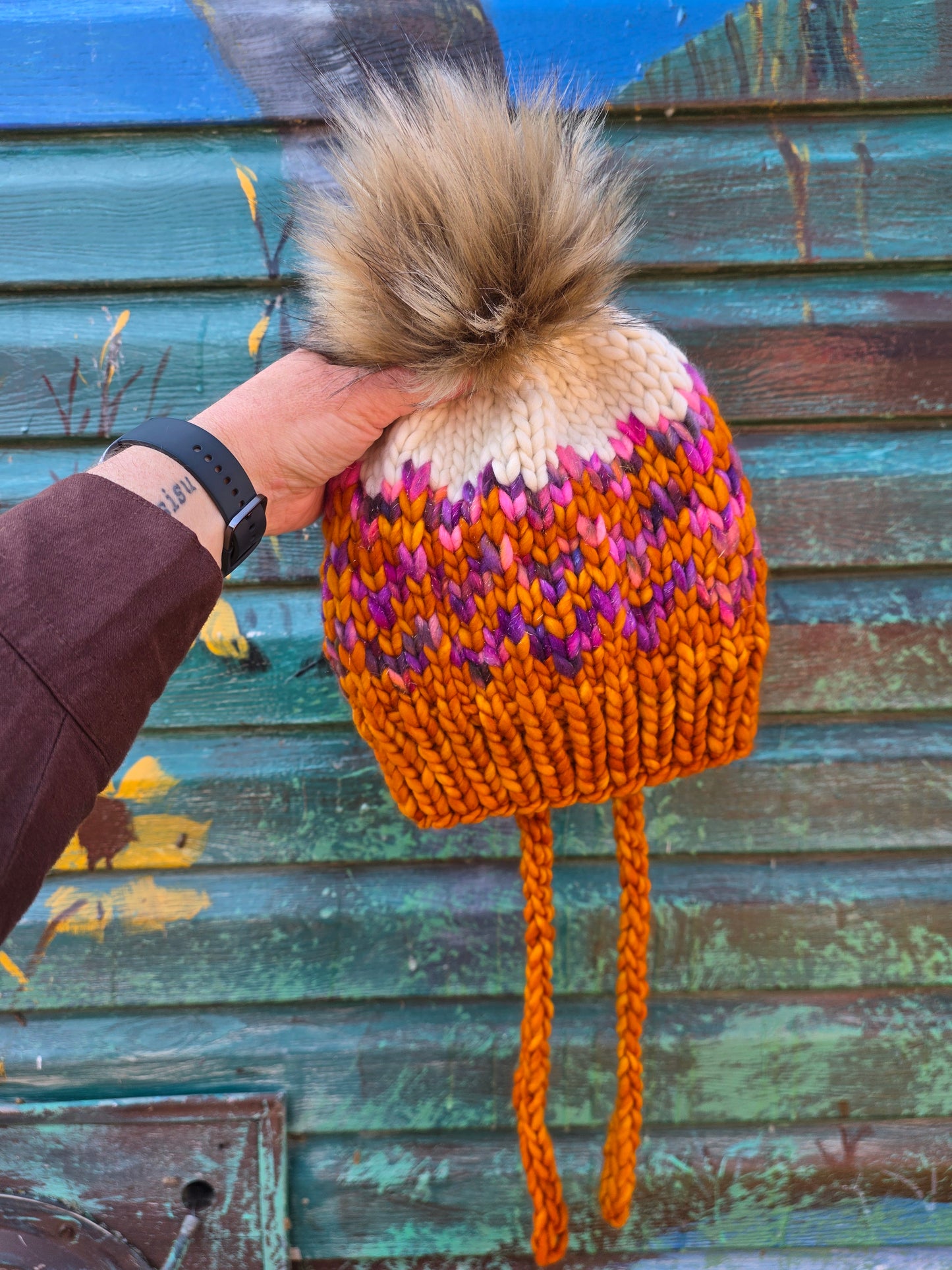 Merino Wool Split Brim Pom Hat