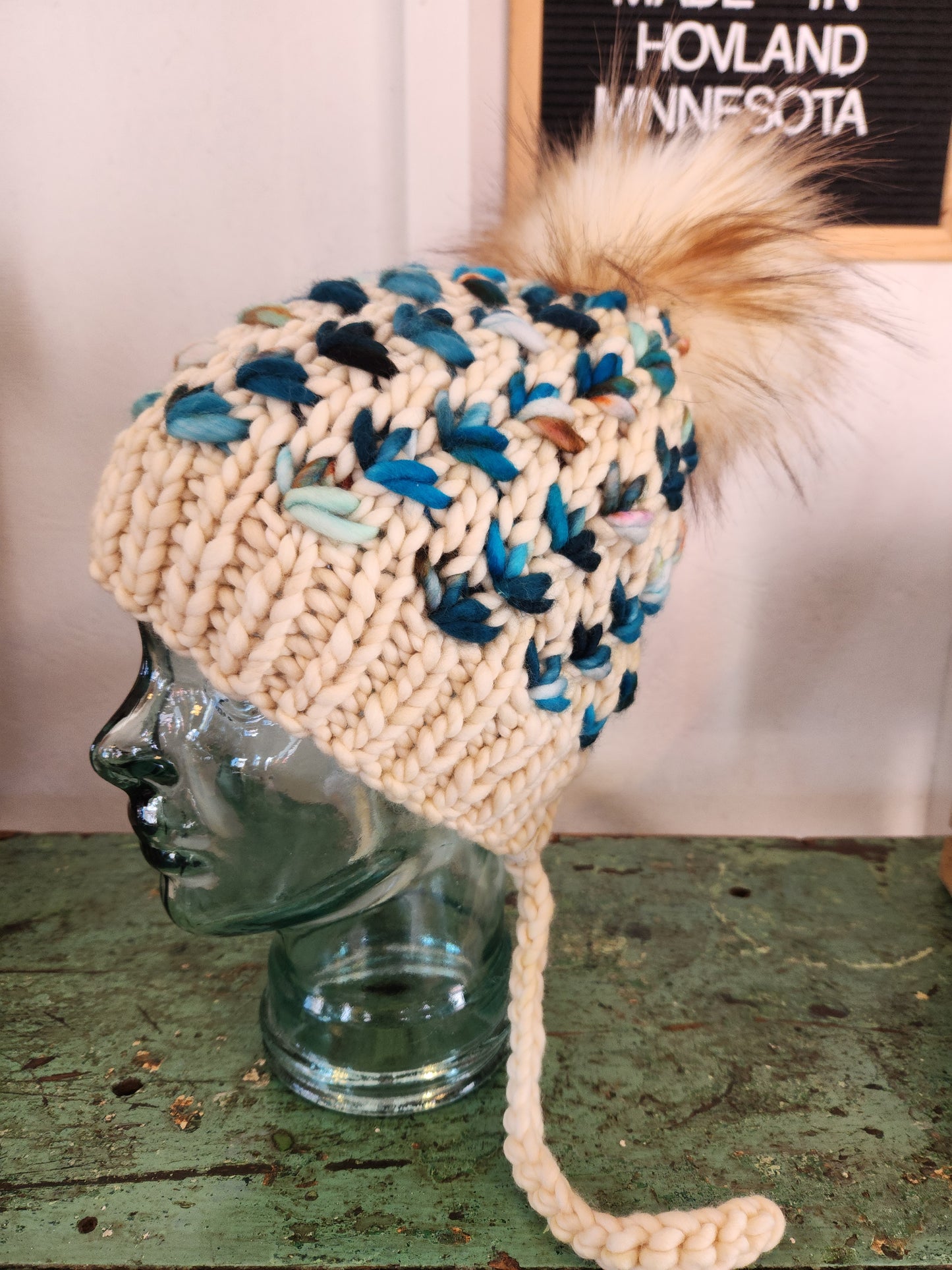 Merino Wool Split Brim Pom Hat