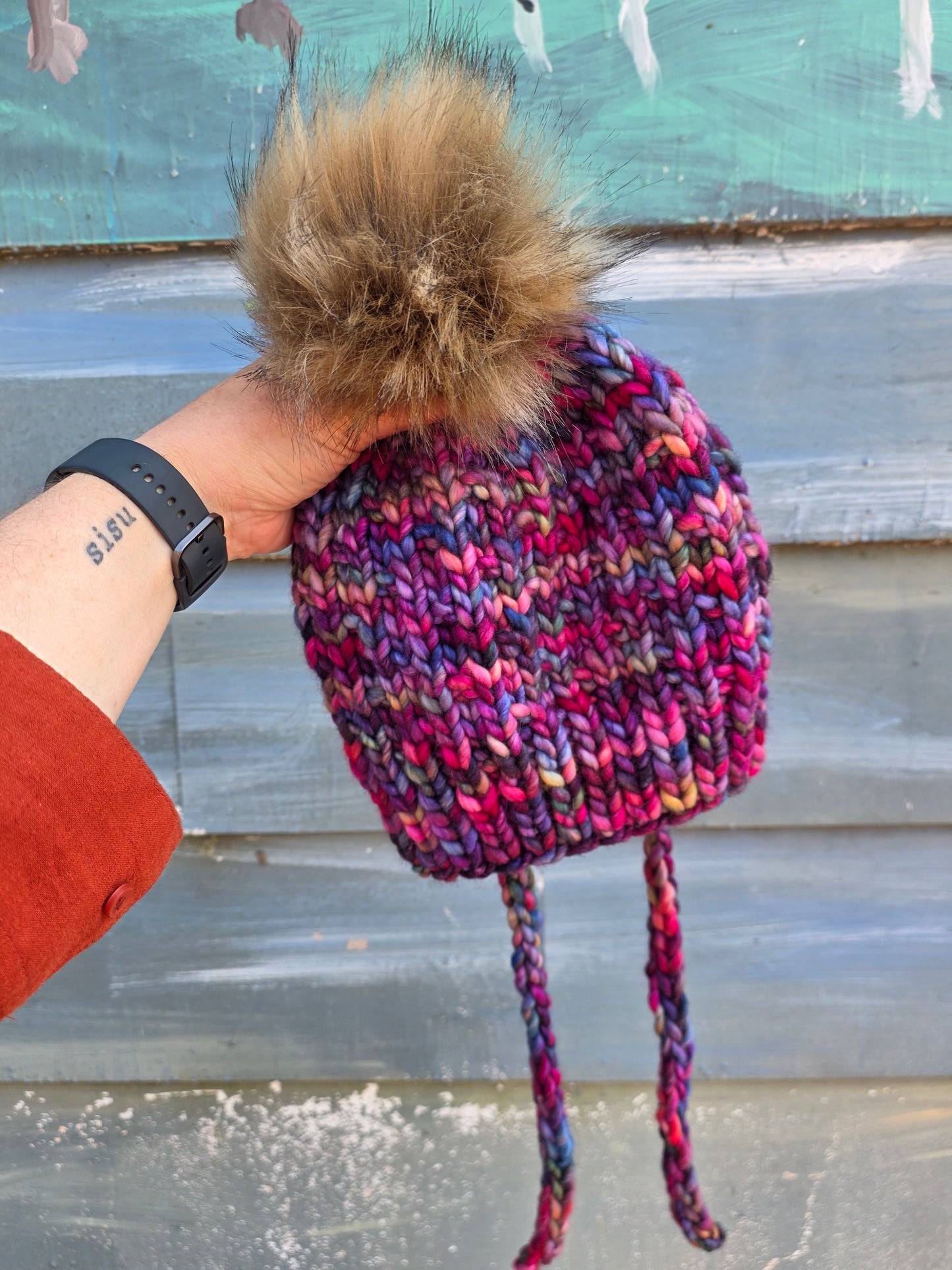 Merino Wool Split Brim Pom Hat