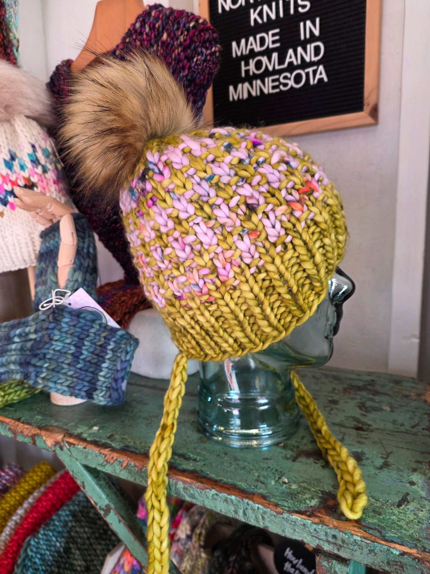 Merino Wool Split Brim Pom Hat