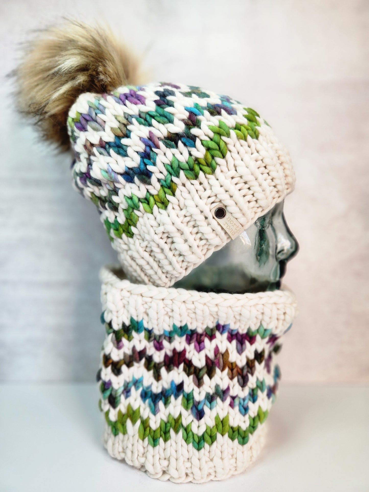 Merino Wool Pom Hat and Cowl Set