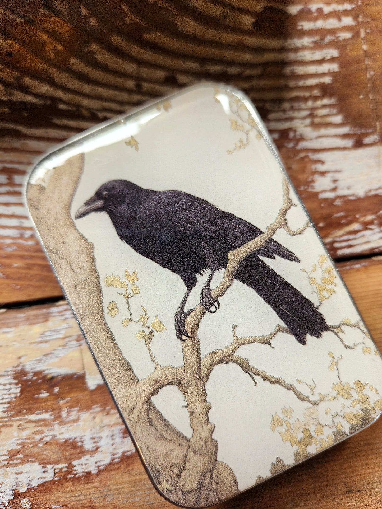 Large Black Crow Notions Tin
