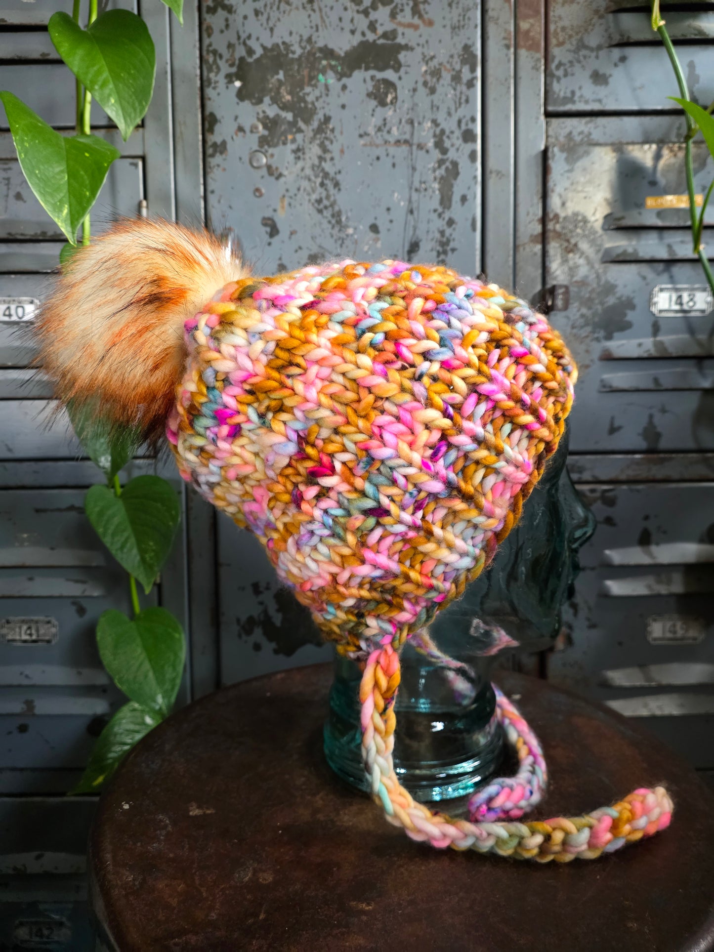 Merino Wool Split Brim Pom Hat