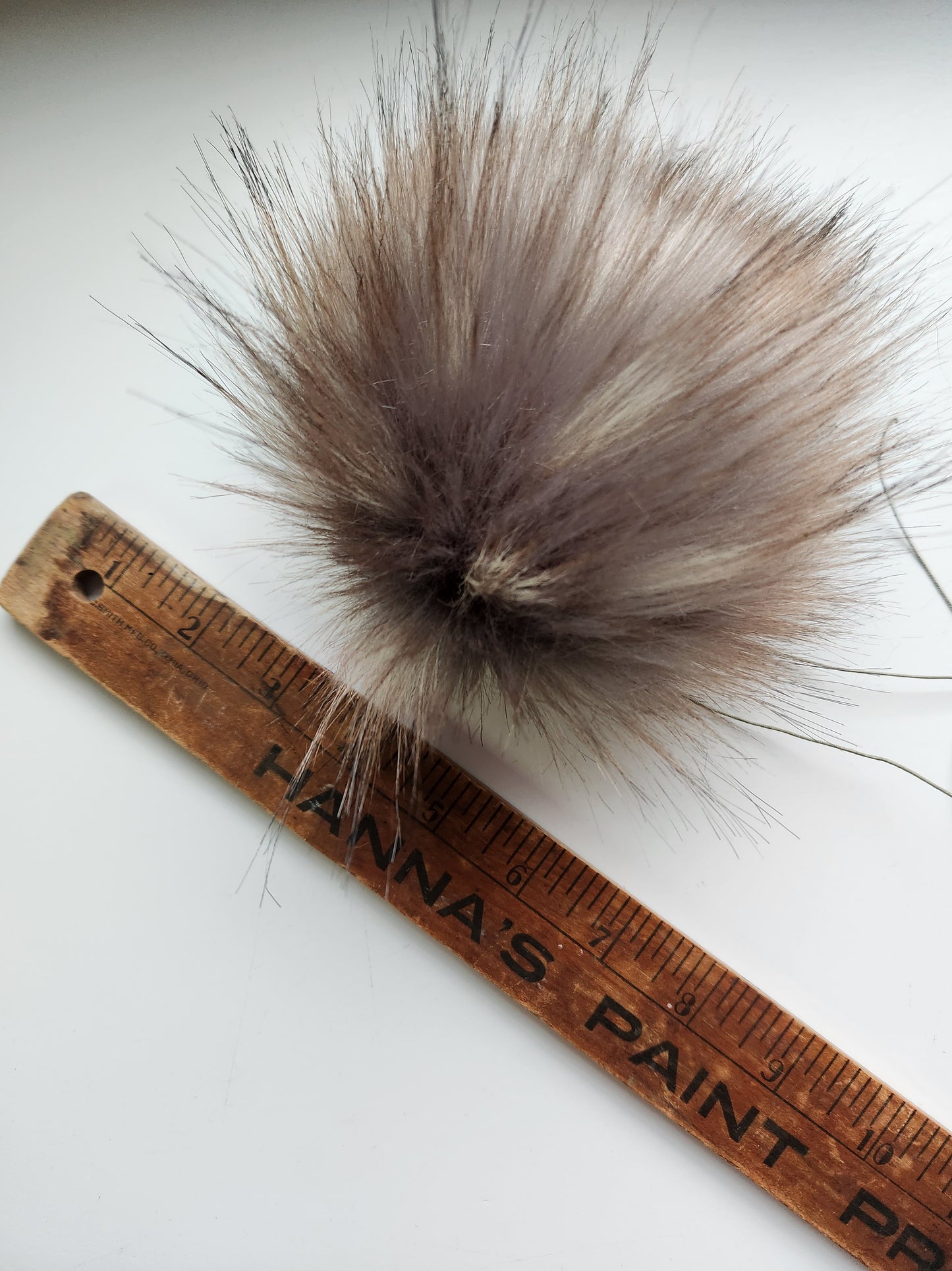 Set of 3 Handmade Faux Fur Pom Poms; Black, Caramel, Dark Gray Wolf