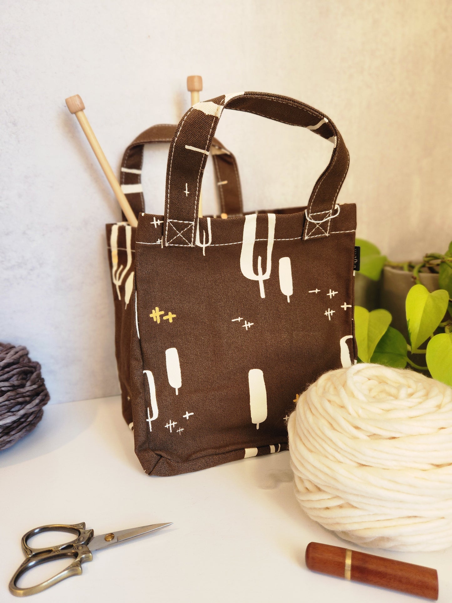 Knitting Project Bag, Lunch Tote, Olivos