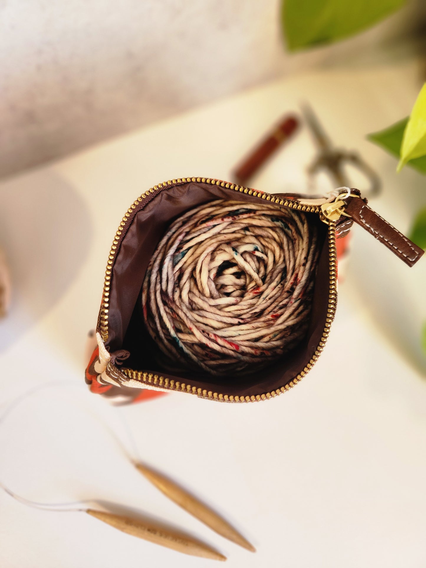 Knitting Project Bag, Medium Zipper Pouch, Solvang Terra