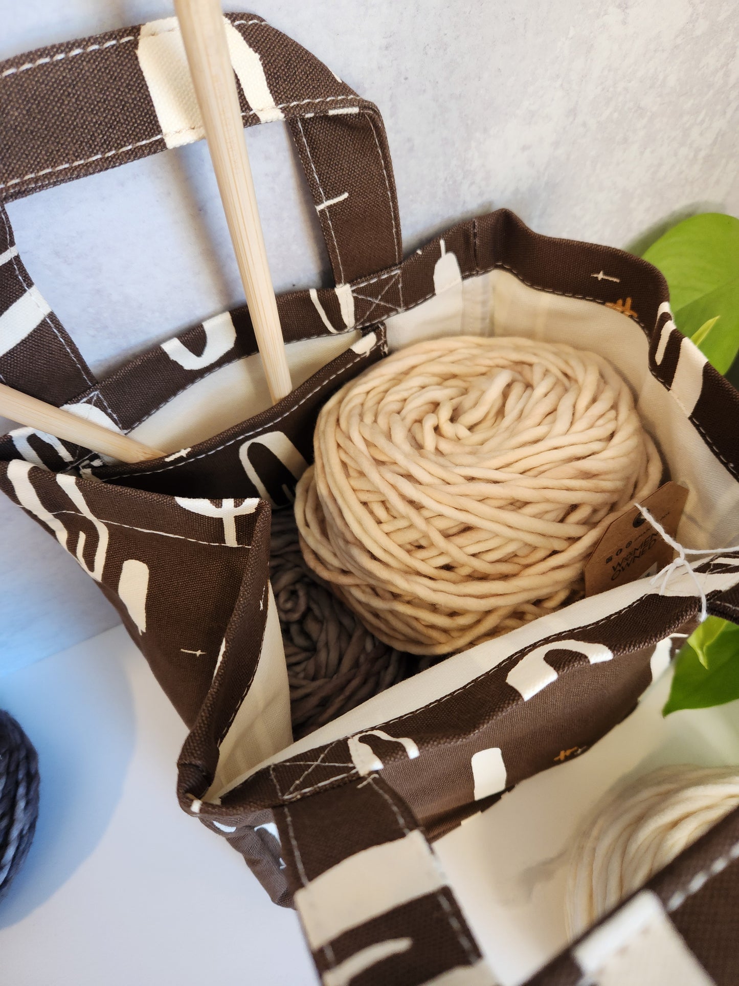 Knitting Project Bag, Lunch Tote, Olivos