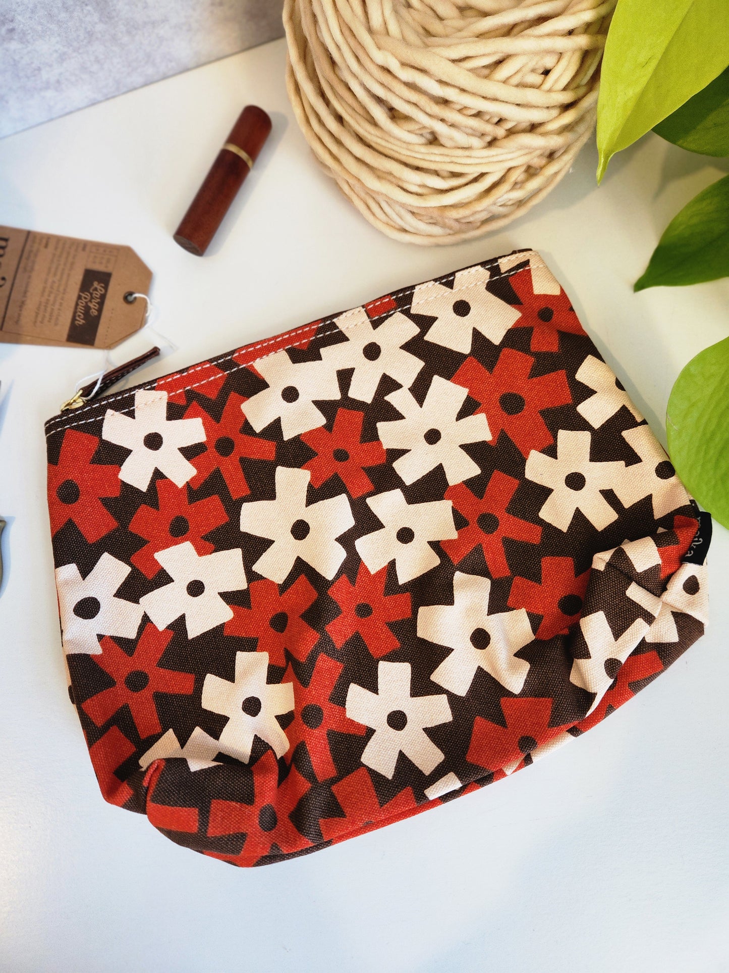 Knitting Project Bag, Large Zipper Pouch, Solvang Terra