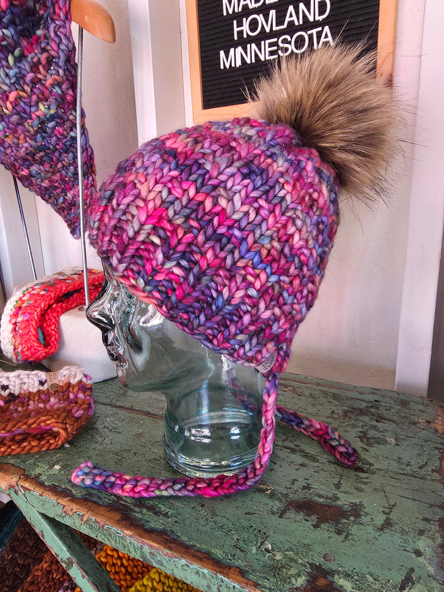Merino Wool Split Brim Pom Hat