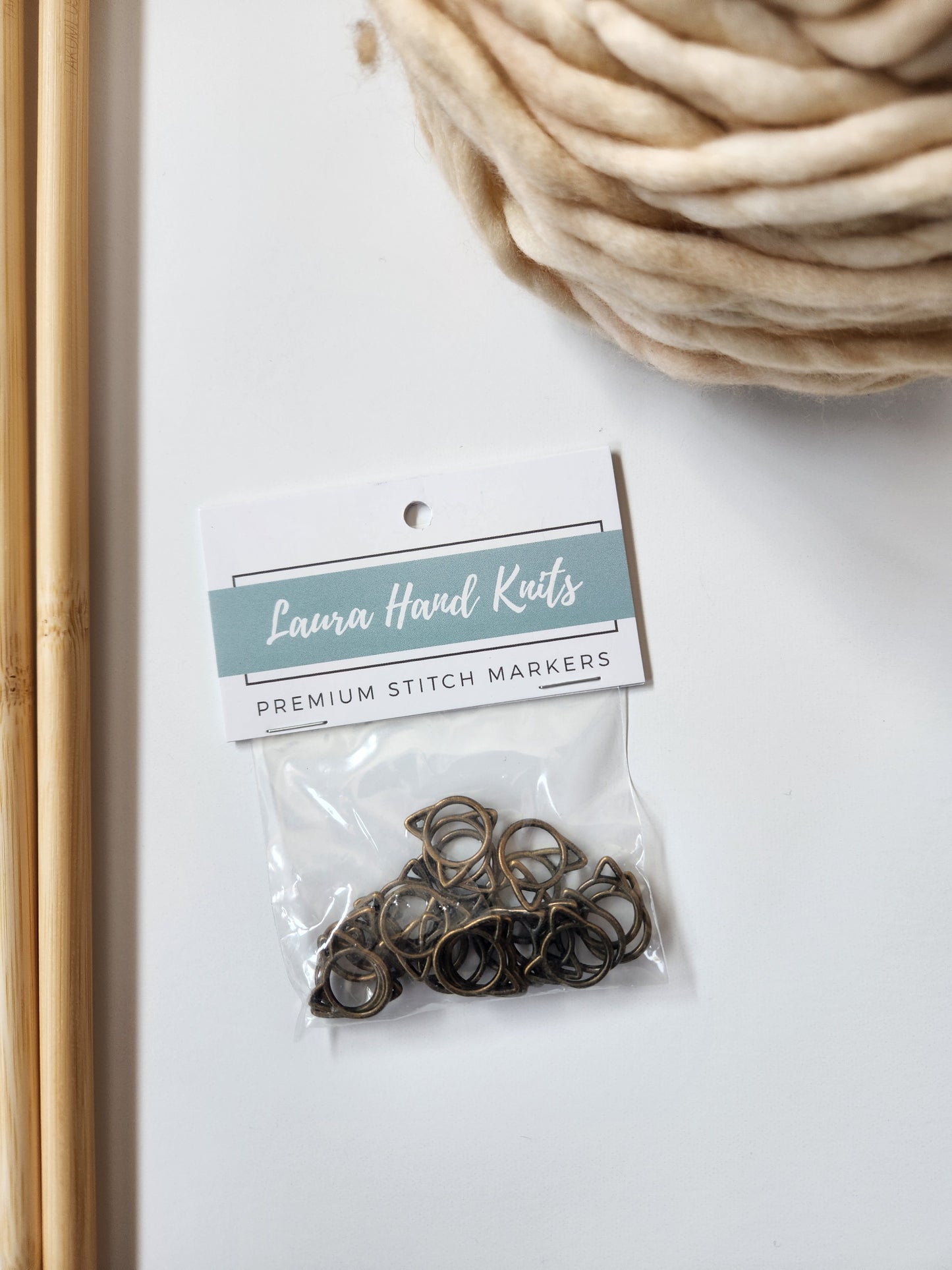 Medium Cat Stitch Markers, Antique Bronze (Set of 25)