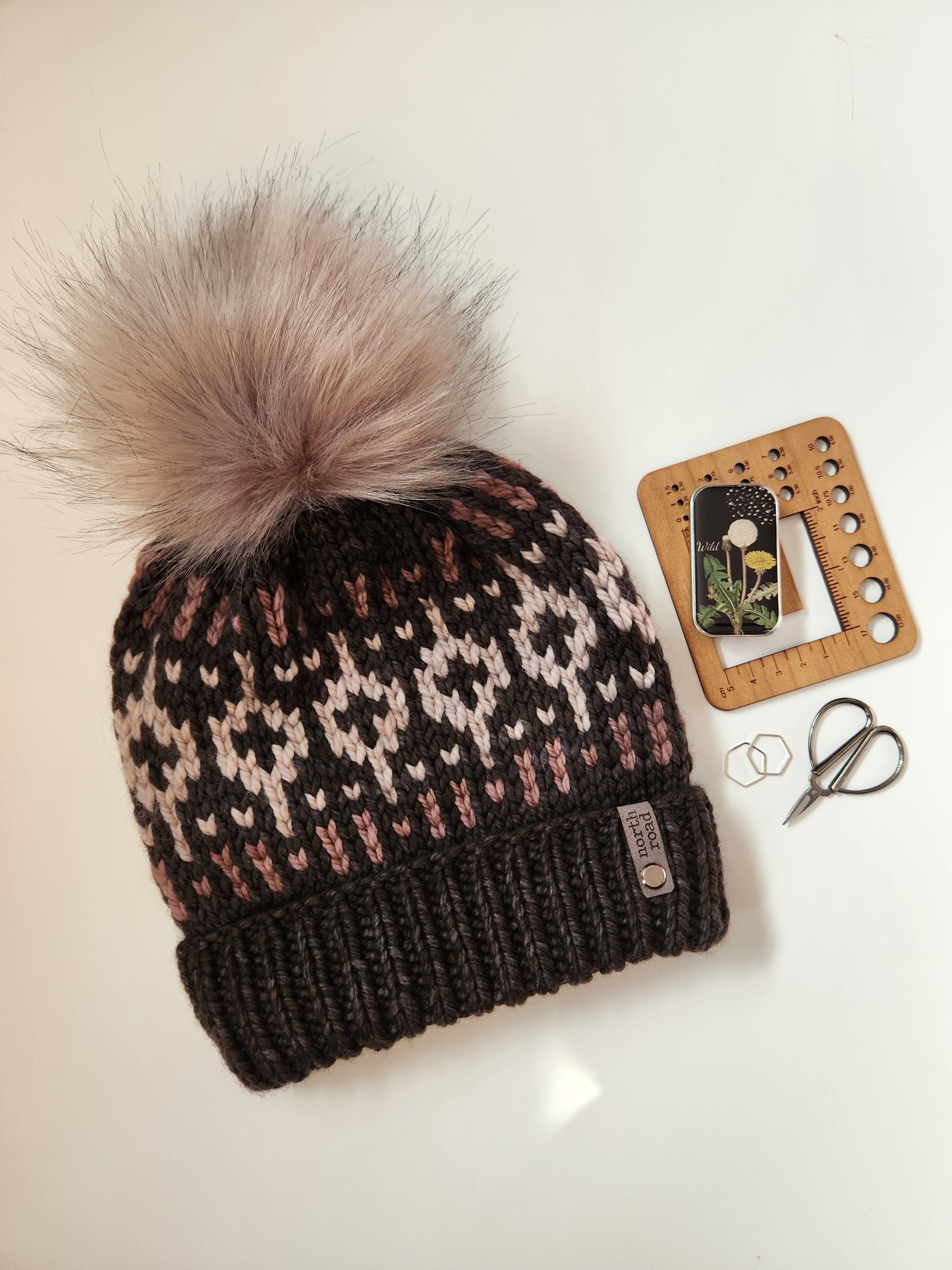 Merino Wool Folded Brim Pom Hat