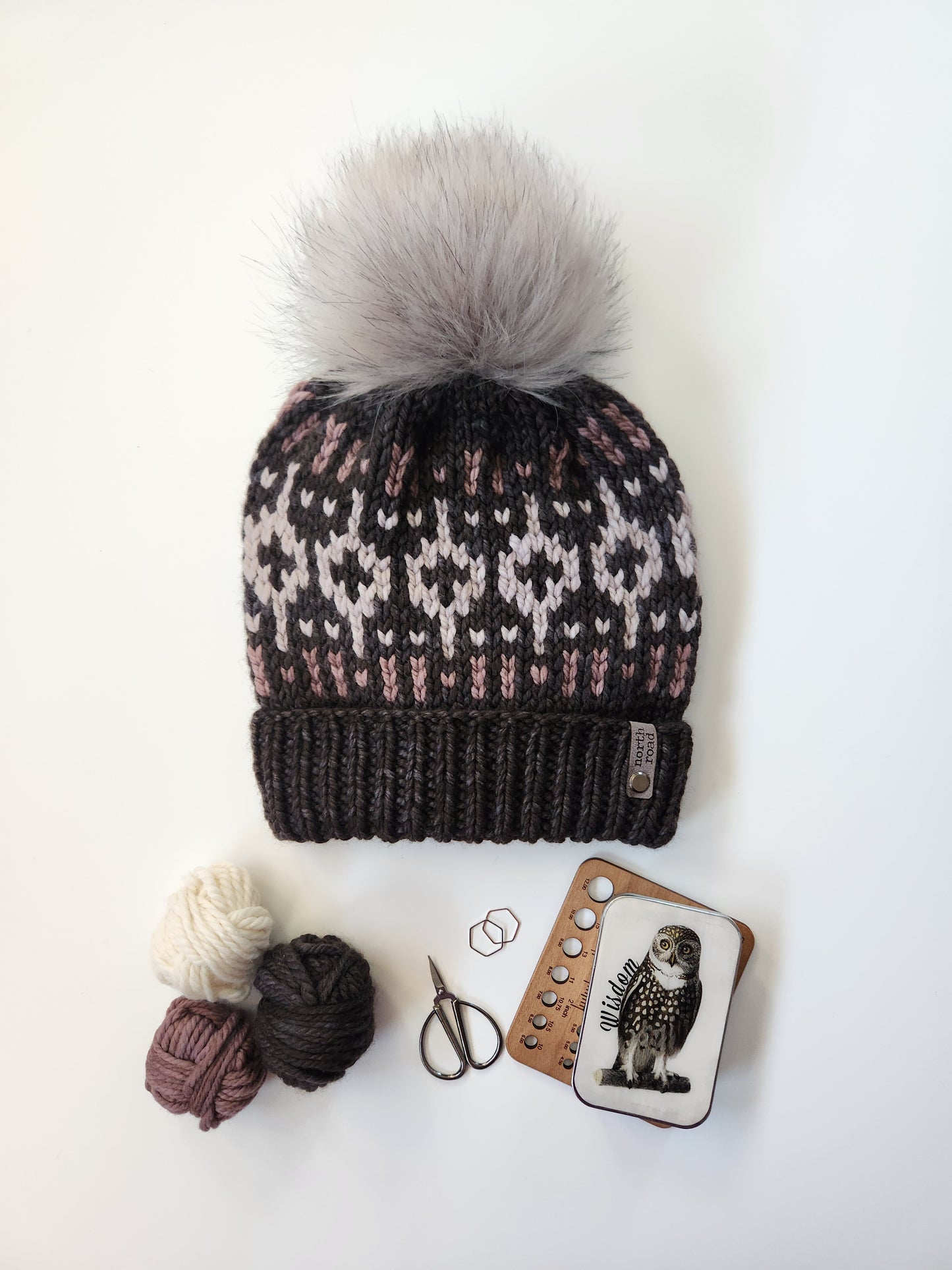 Merino Wool Folded Brim Pom Hat