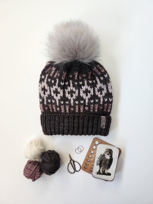 Merino Wool Folded Brim Pom Hat