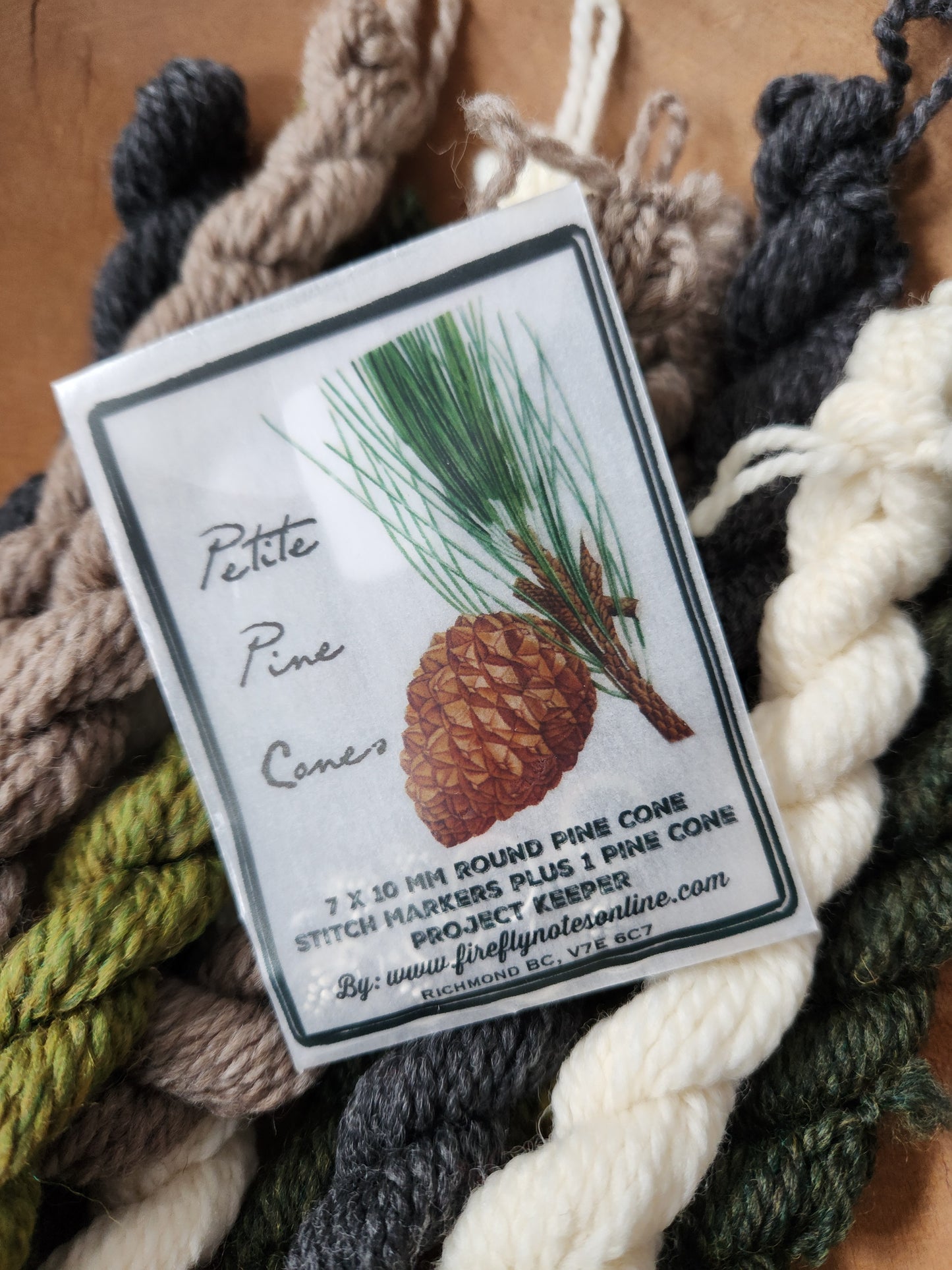 Pine Cone Stitch Markers (Set of 7) plus 1 Progress Keeper