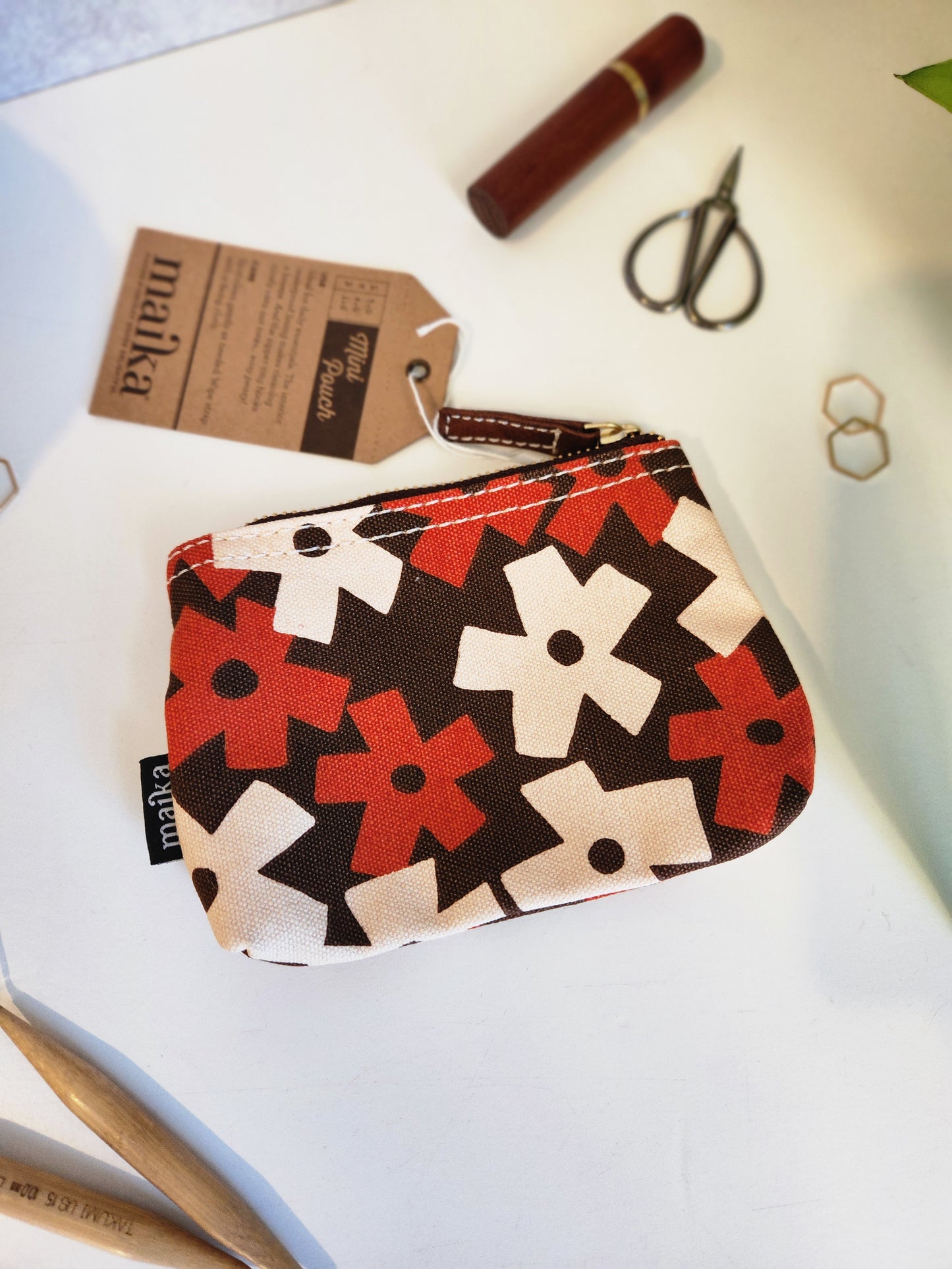 Knitting Project Bag, Small Zipper Pouch, Solvang Terra