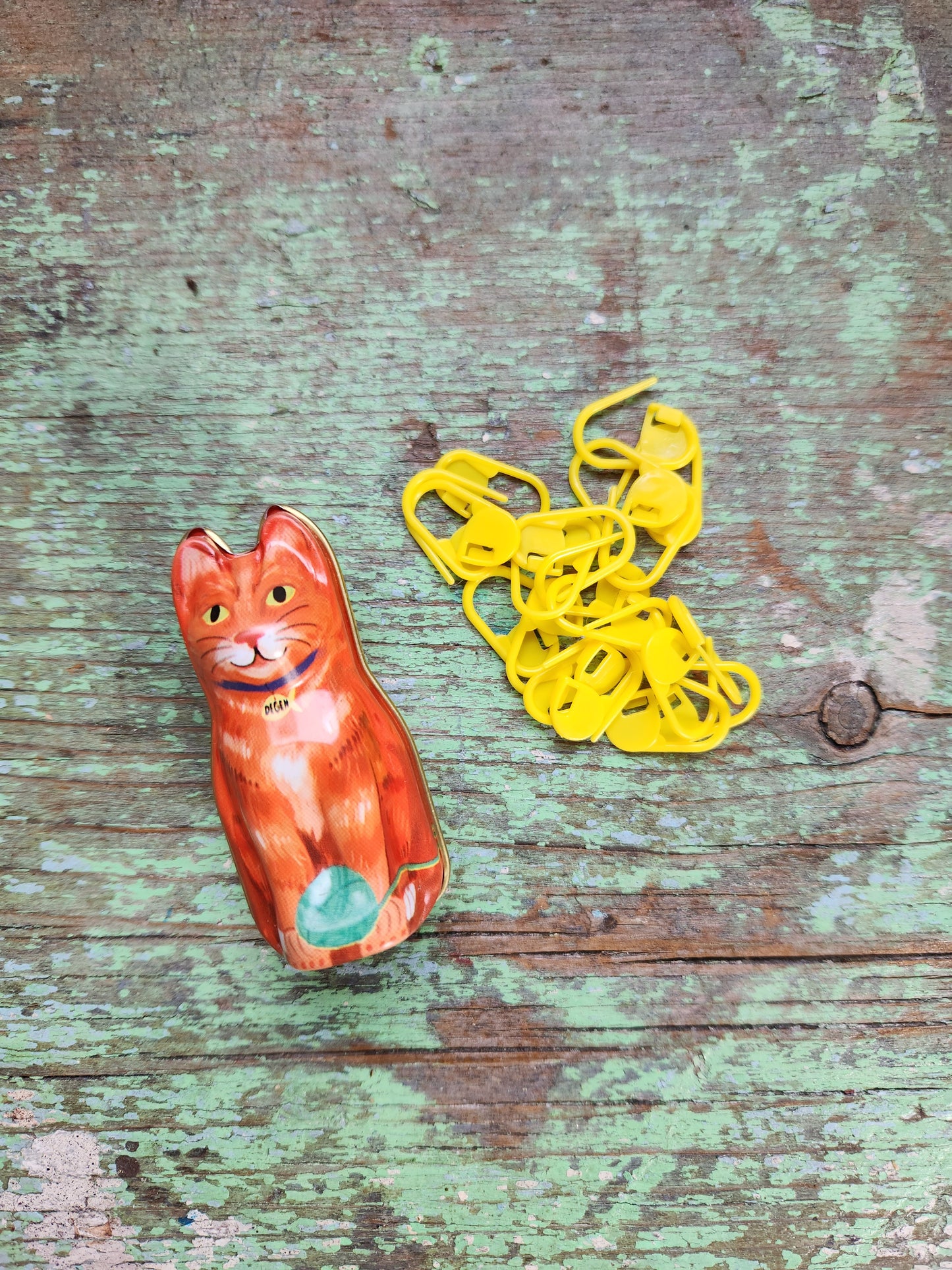 Orange Cat Tin Stitch Marker Holder