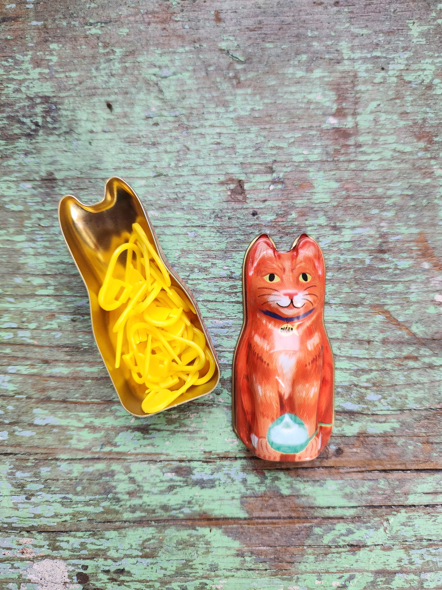Orange Cat Tin Stitch Marker Holder