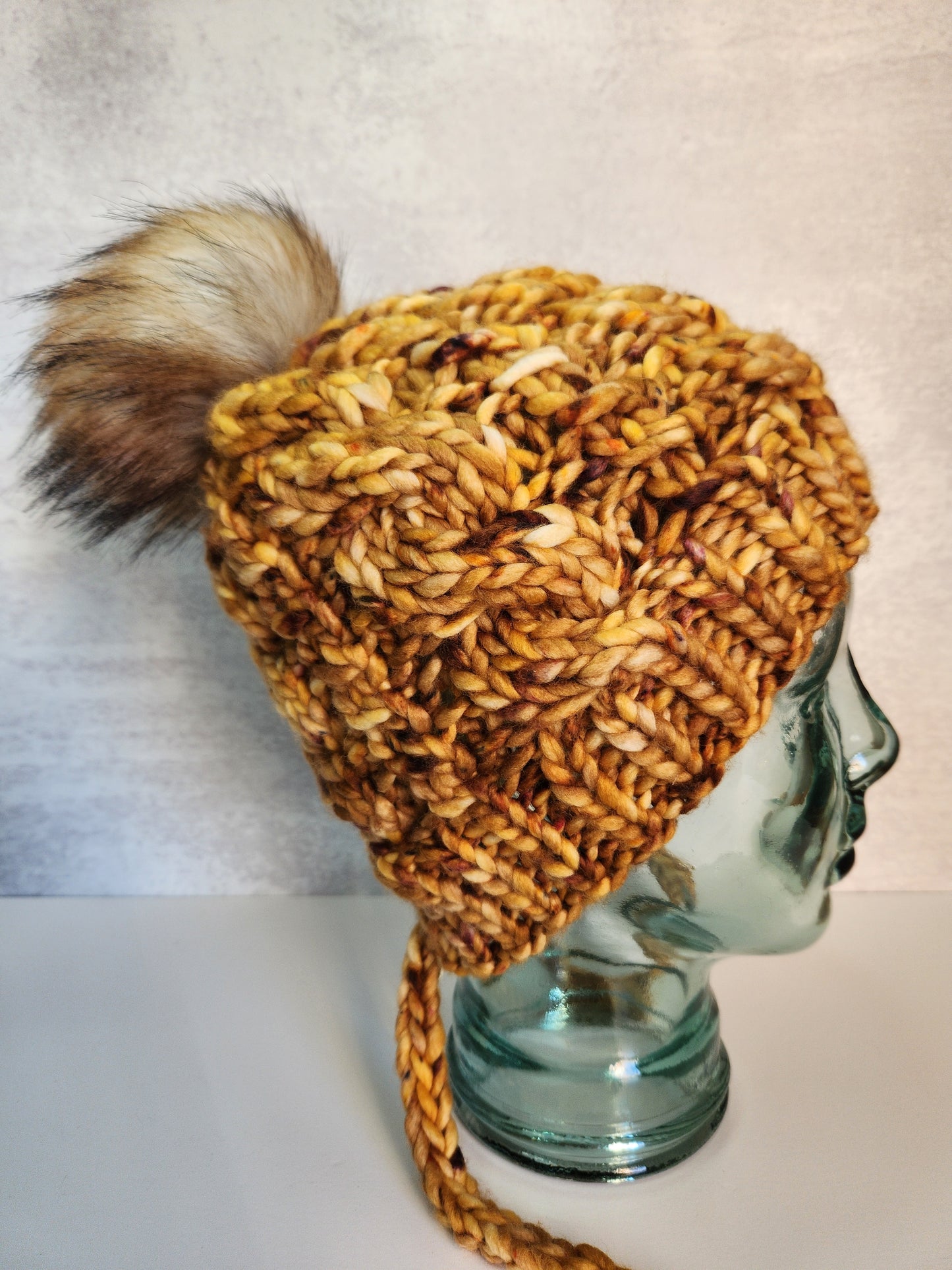Merino Wool Split Brim Pom Hat