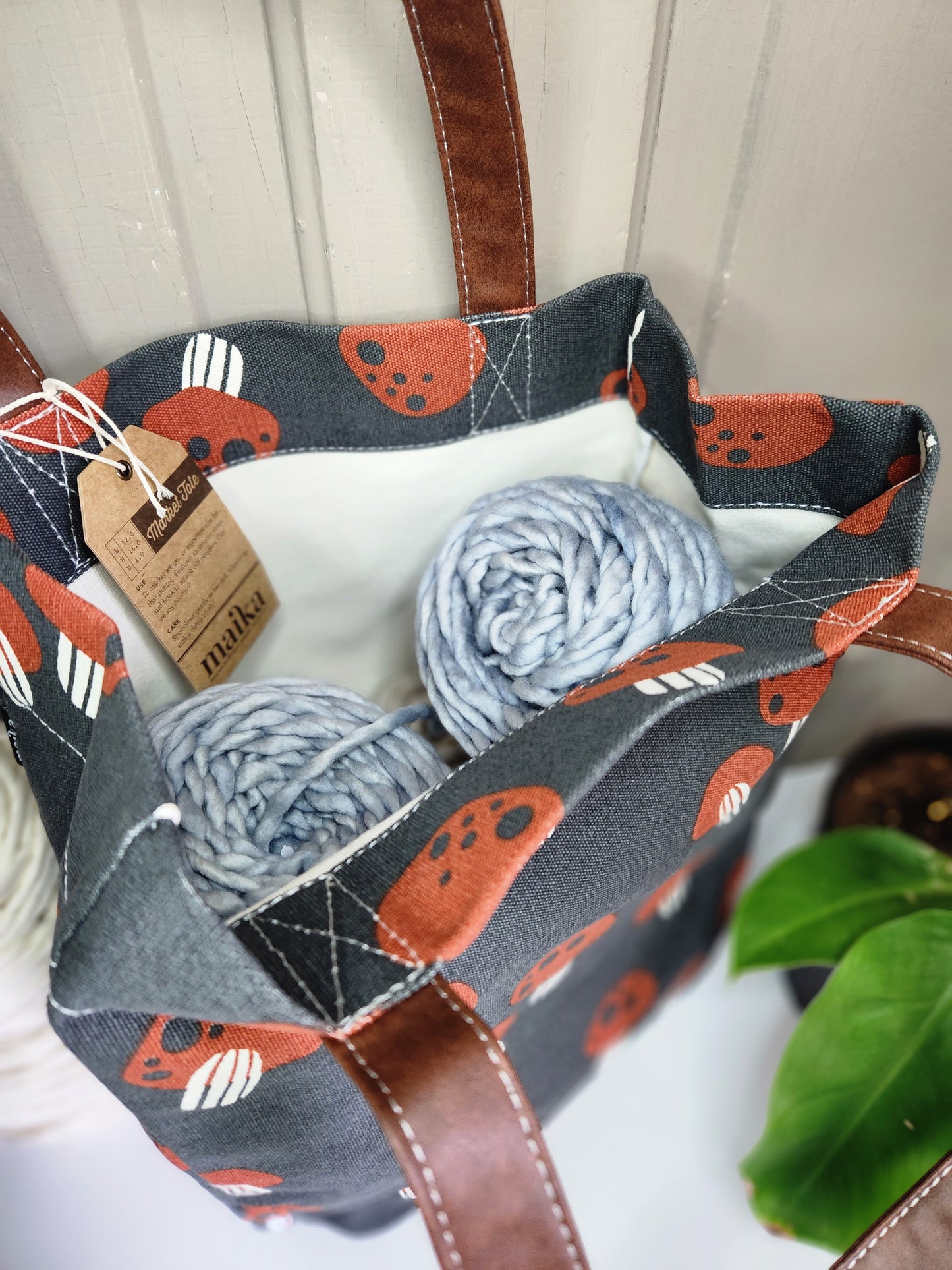 Knitting Project Bag, Market Tote, Mendocino