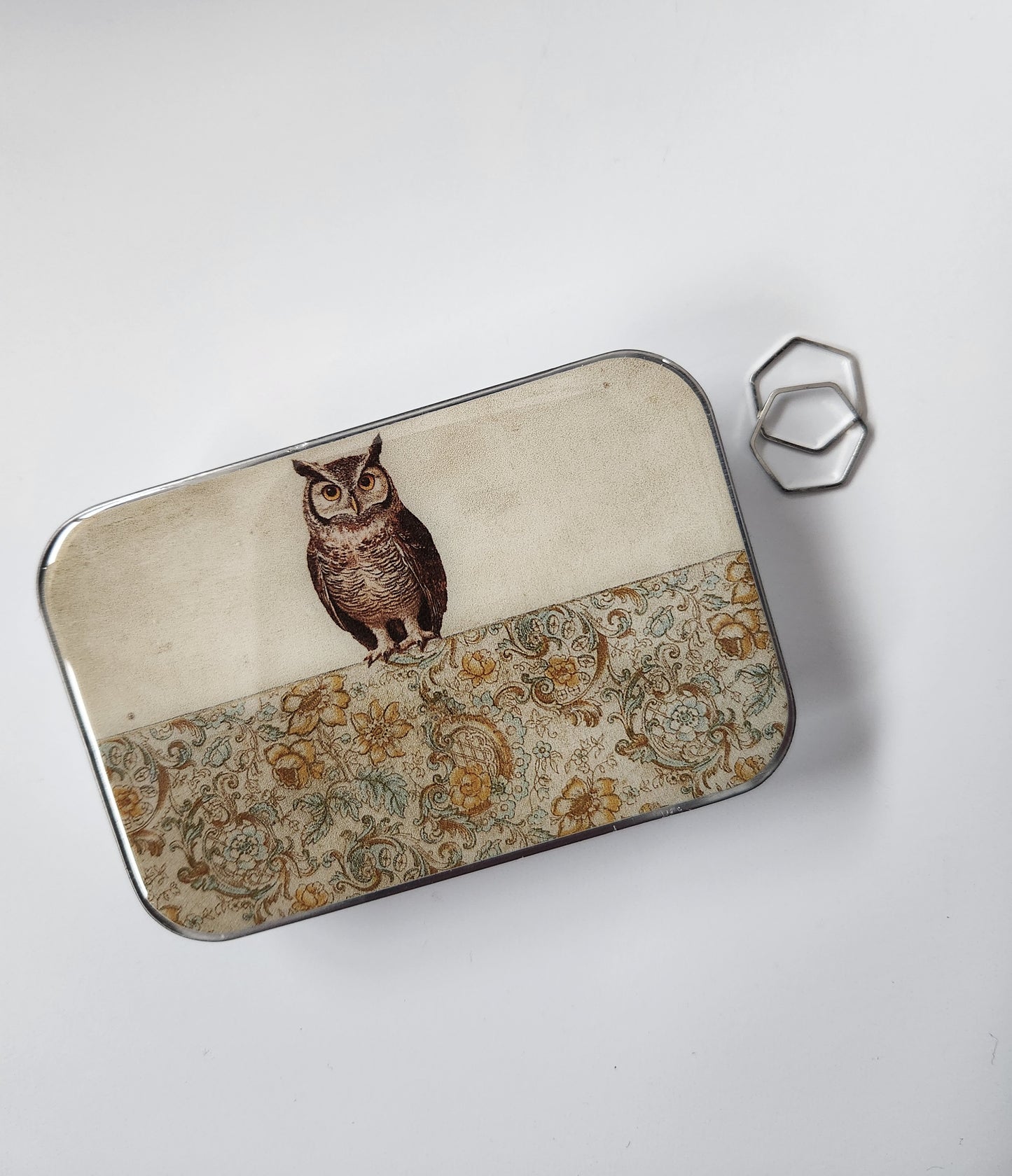 Large Owl Notions Tin