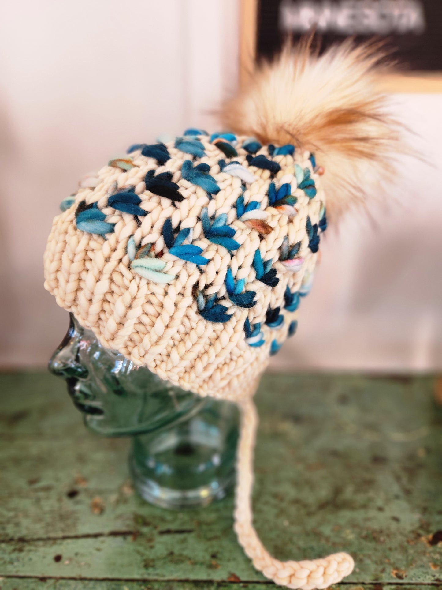 Merino Wool Split Brim Pom Hat
