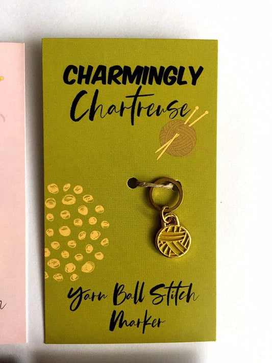 Round Chartreuse Yarn Ball Stitch Marker (Single Stitch Marker)