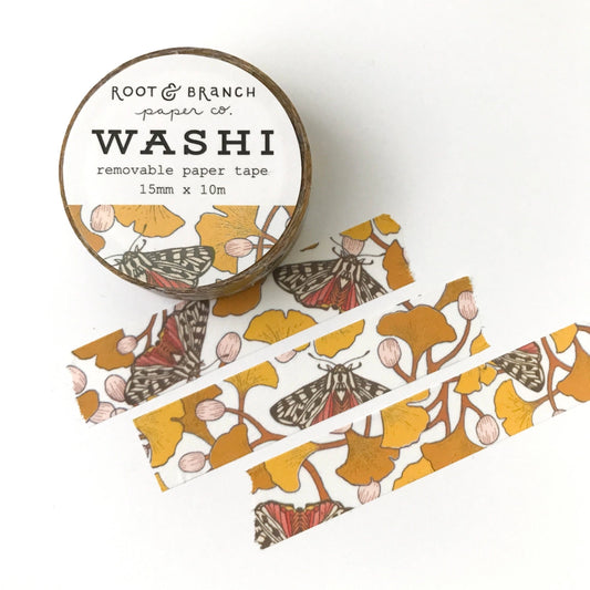 Washi Tape | Ginkgo Leaf and Tiger Moth | WT-516
