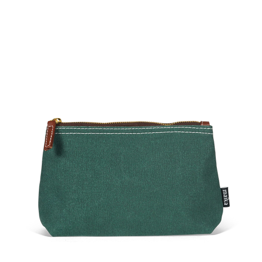 Large Zipper Pouch, Waxed Hunter Green