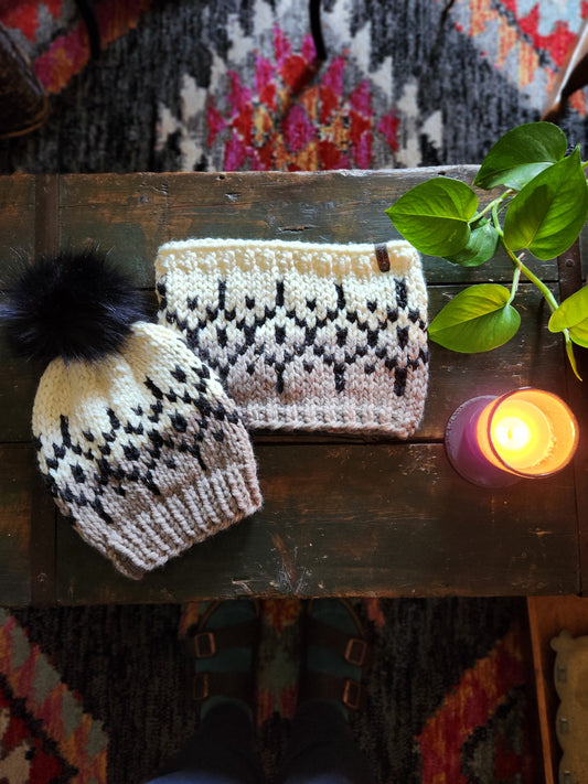 Wool Blend Pom Hat and Cowl Set