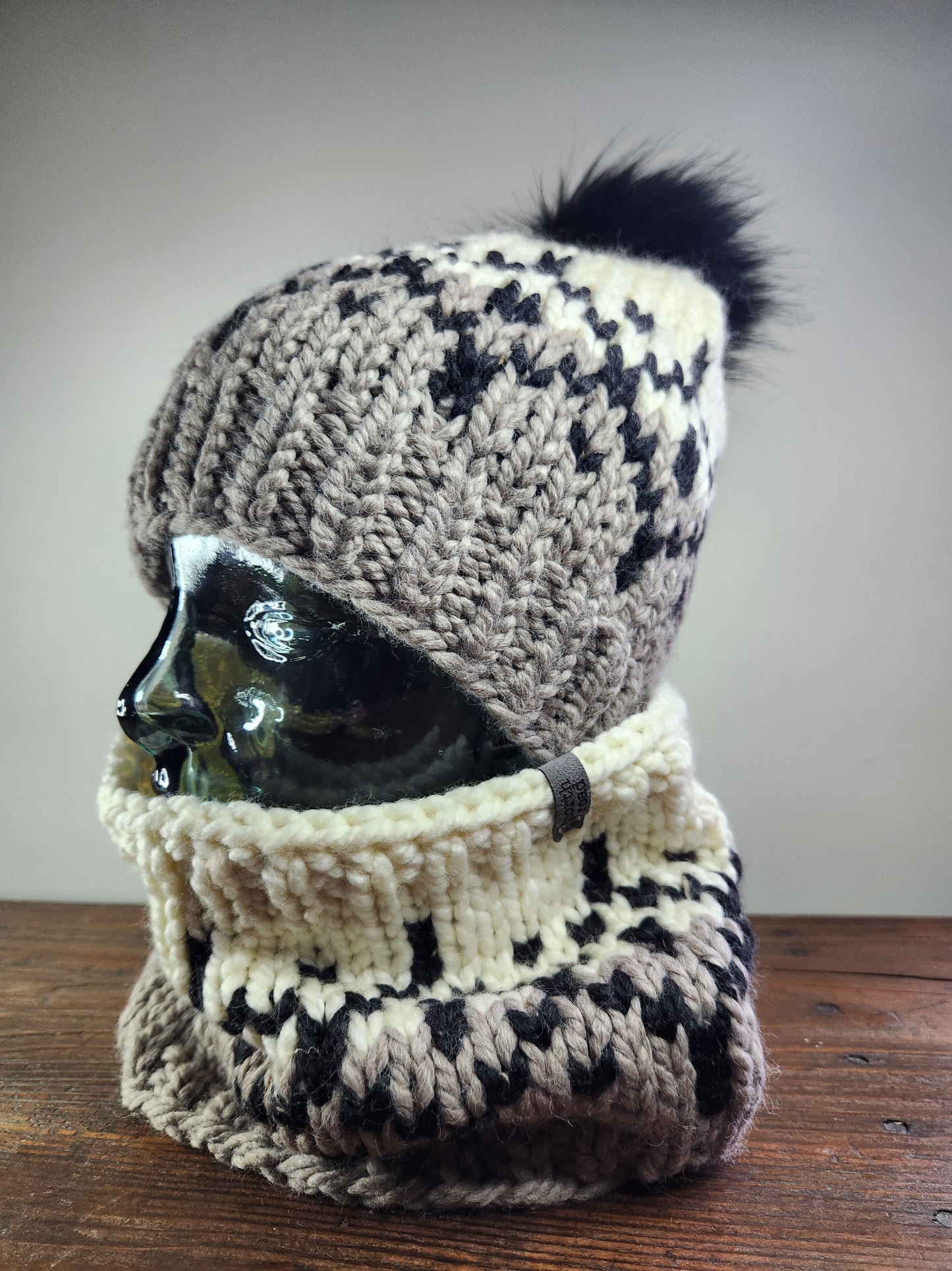 Wool Blend Pom Hat and Cowl Set