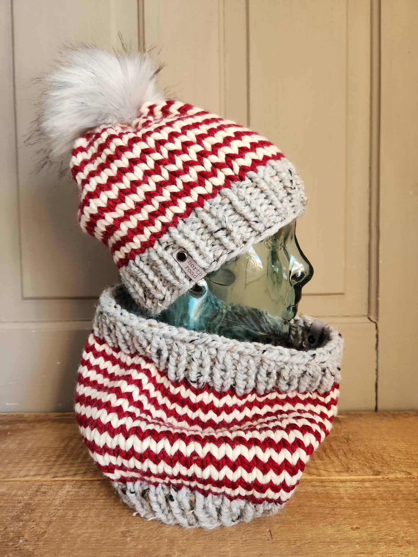 Wool Blend Pom Hat and Cowl Set