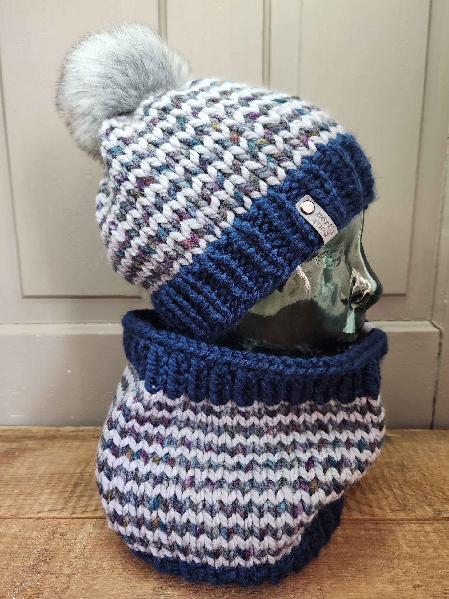 Wool Blend Pom Hat and Cowl Set