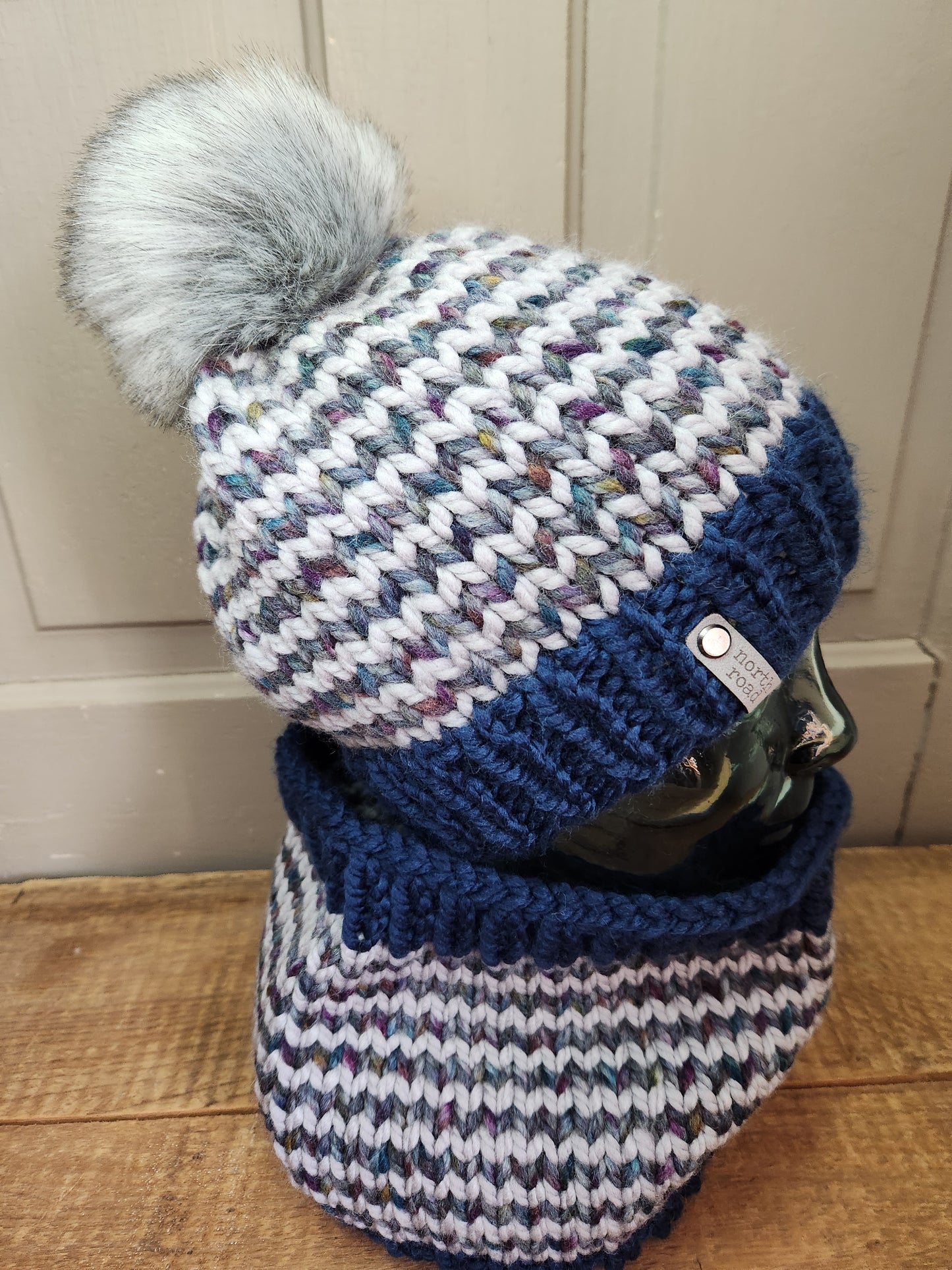 Wool Blend Pom Hat and Cowl Set