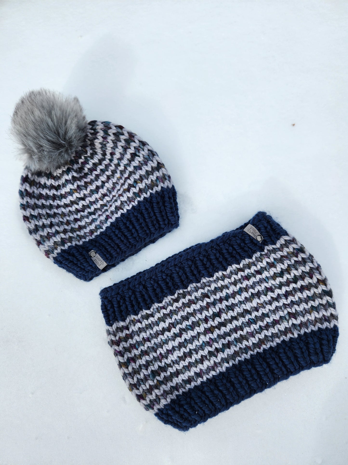 Wool Blend Pom Hat and Cowl Set