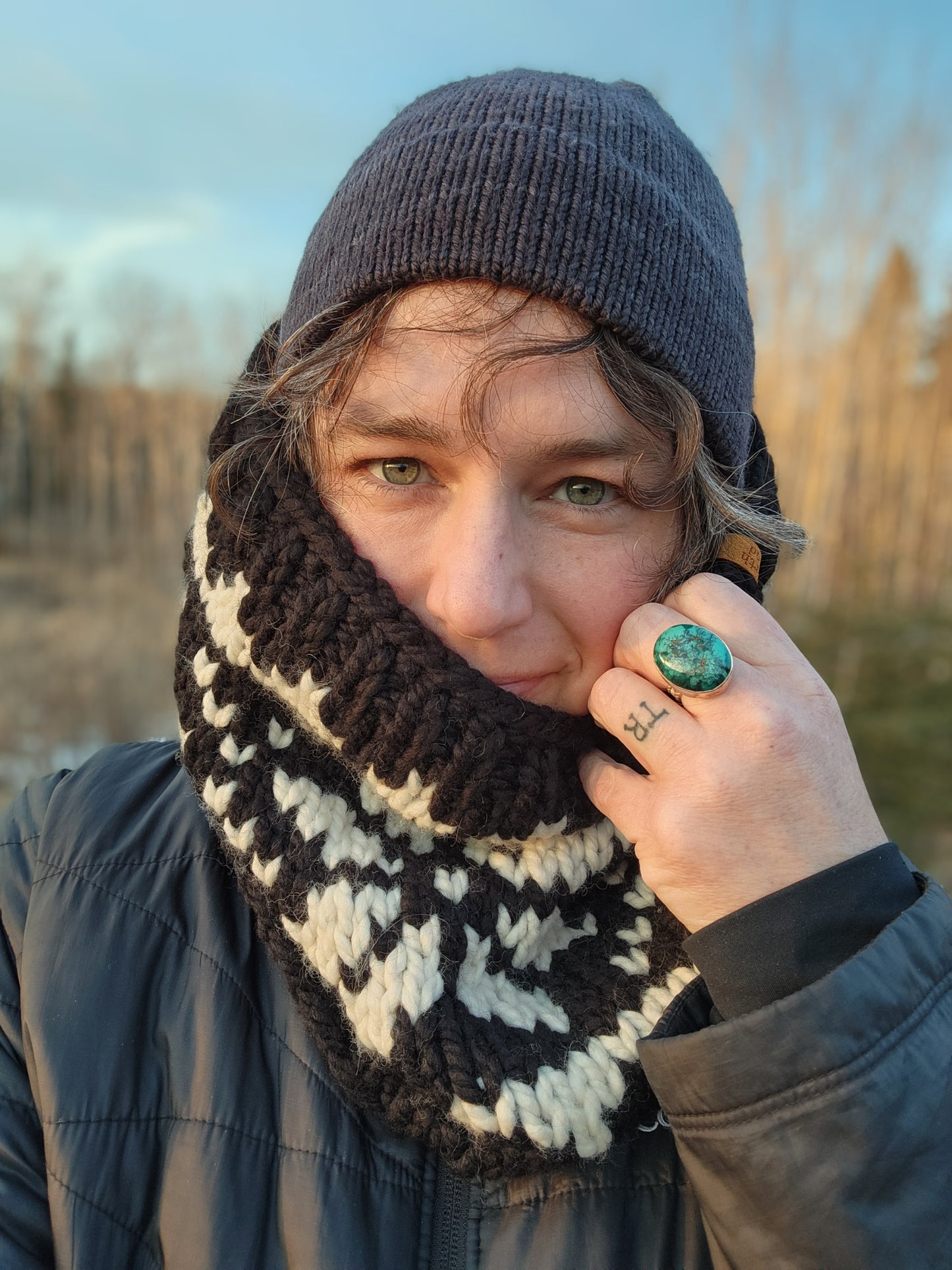 Wool Blend Snowflake Cowl