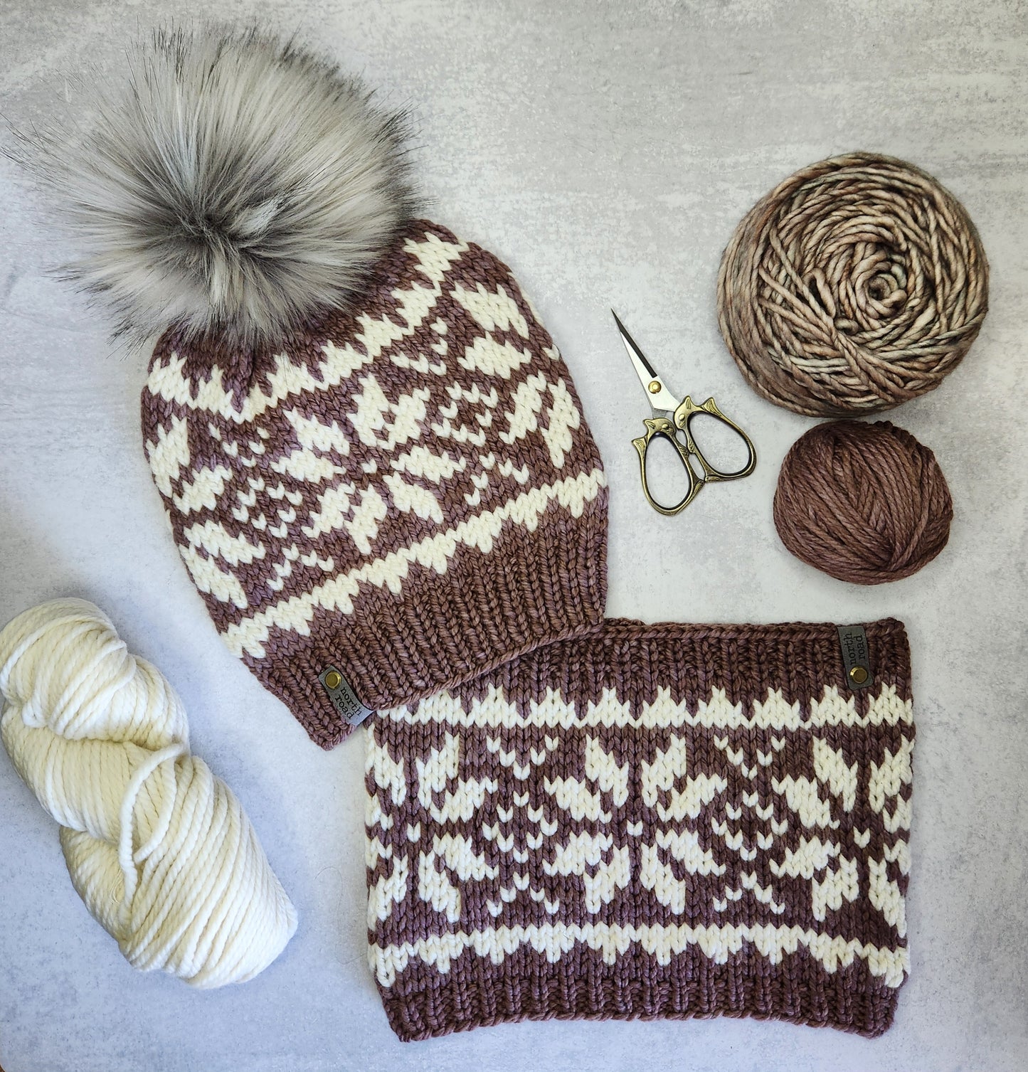 Merino Wool Pom Hat and Cowl Set