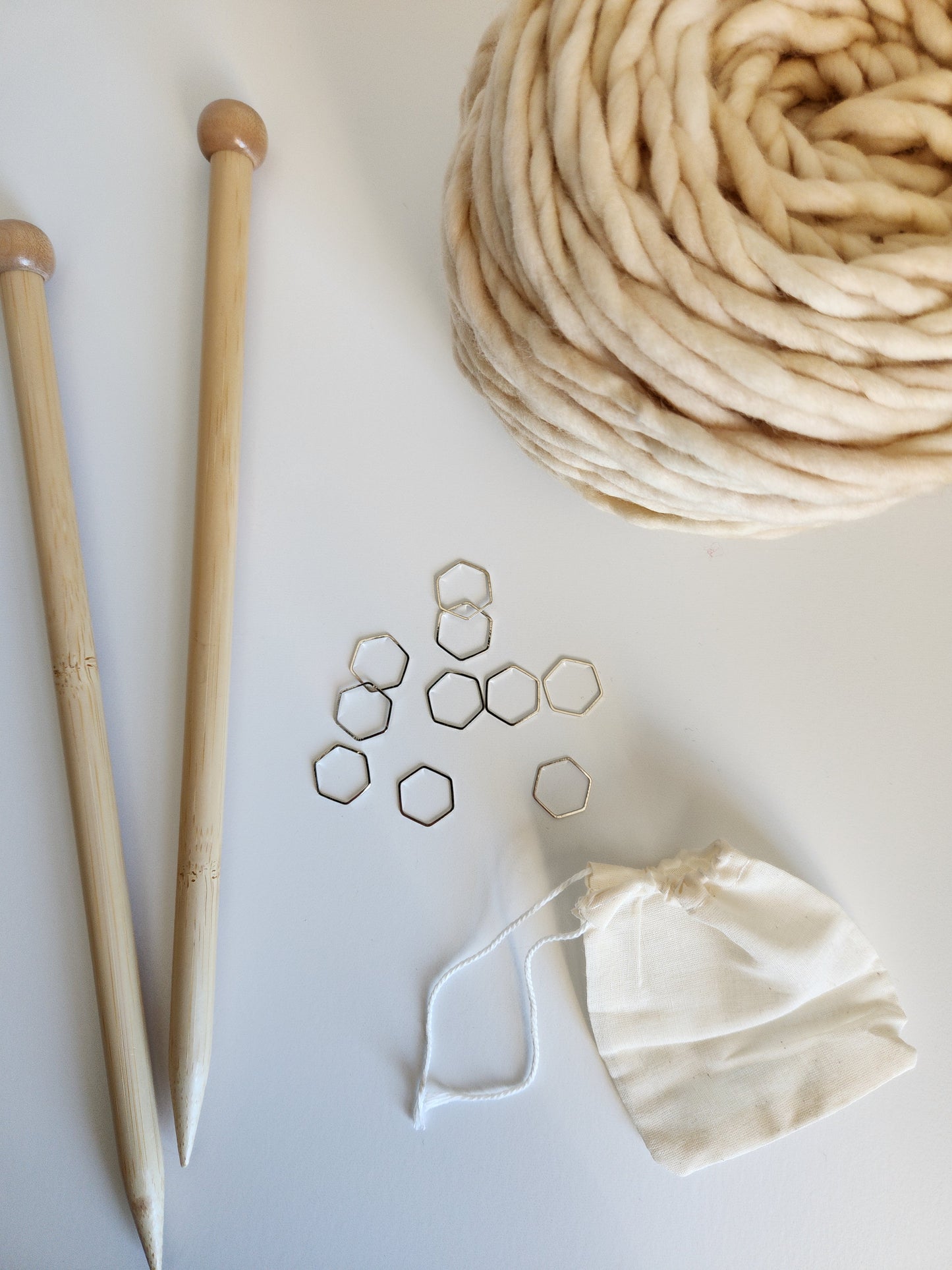 Large Hexagon Stitch Markers (Set of 10)