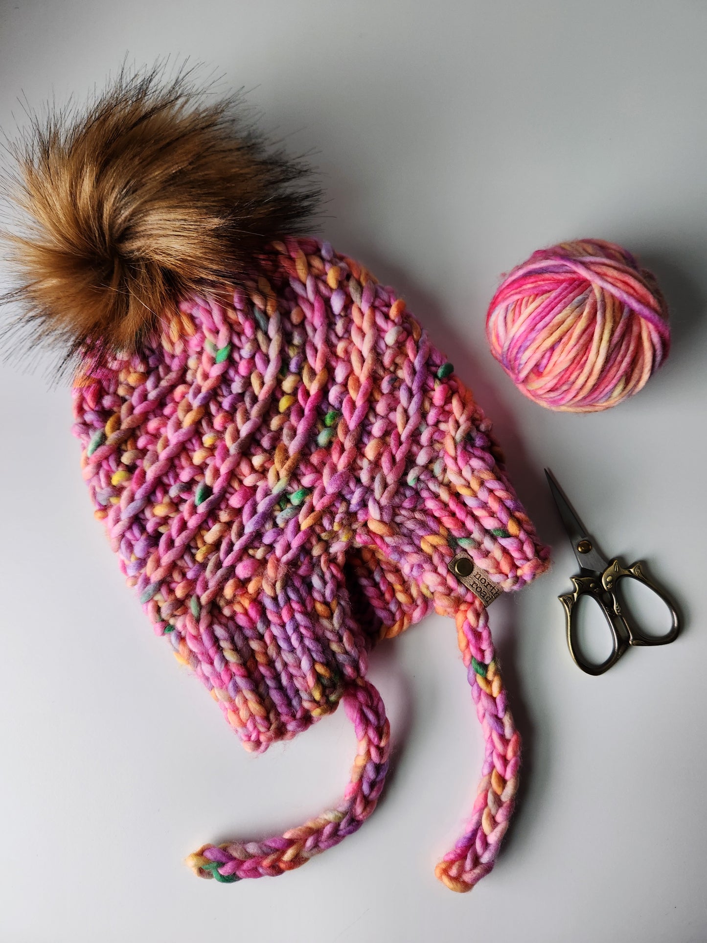 Merino Wool Split Brim Pom Hat