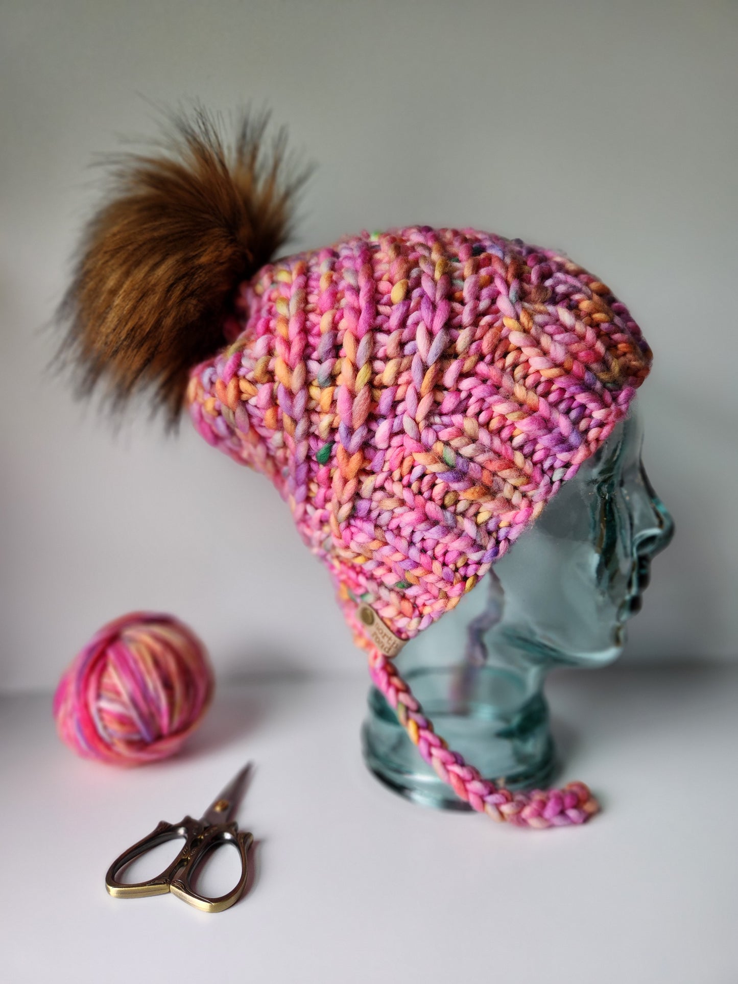 Merino Wool Split Brim Pom Hat