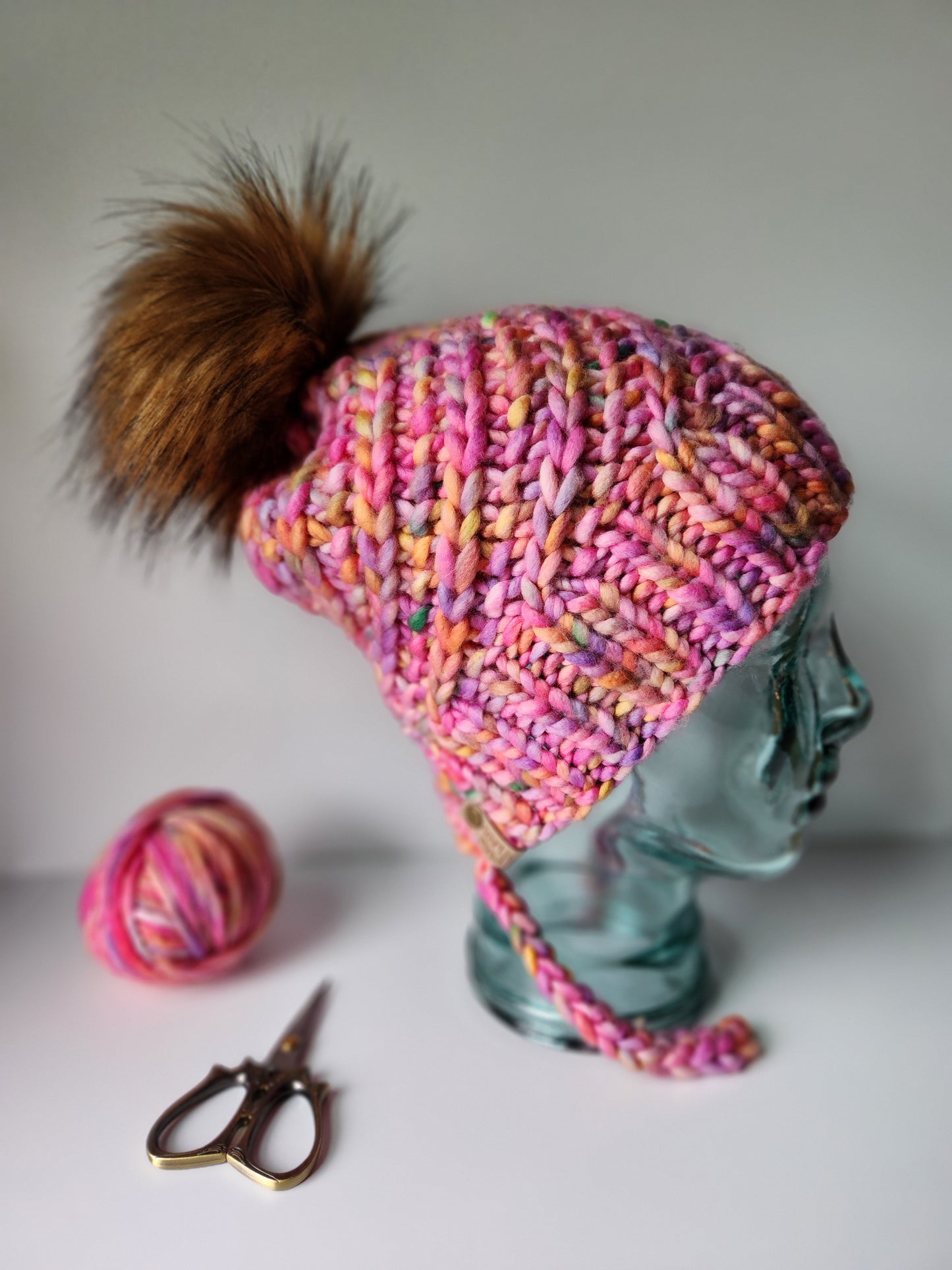 Merino Wool Split Brim Pom Hat