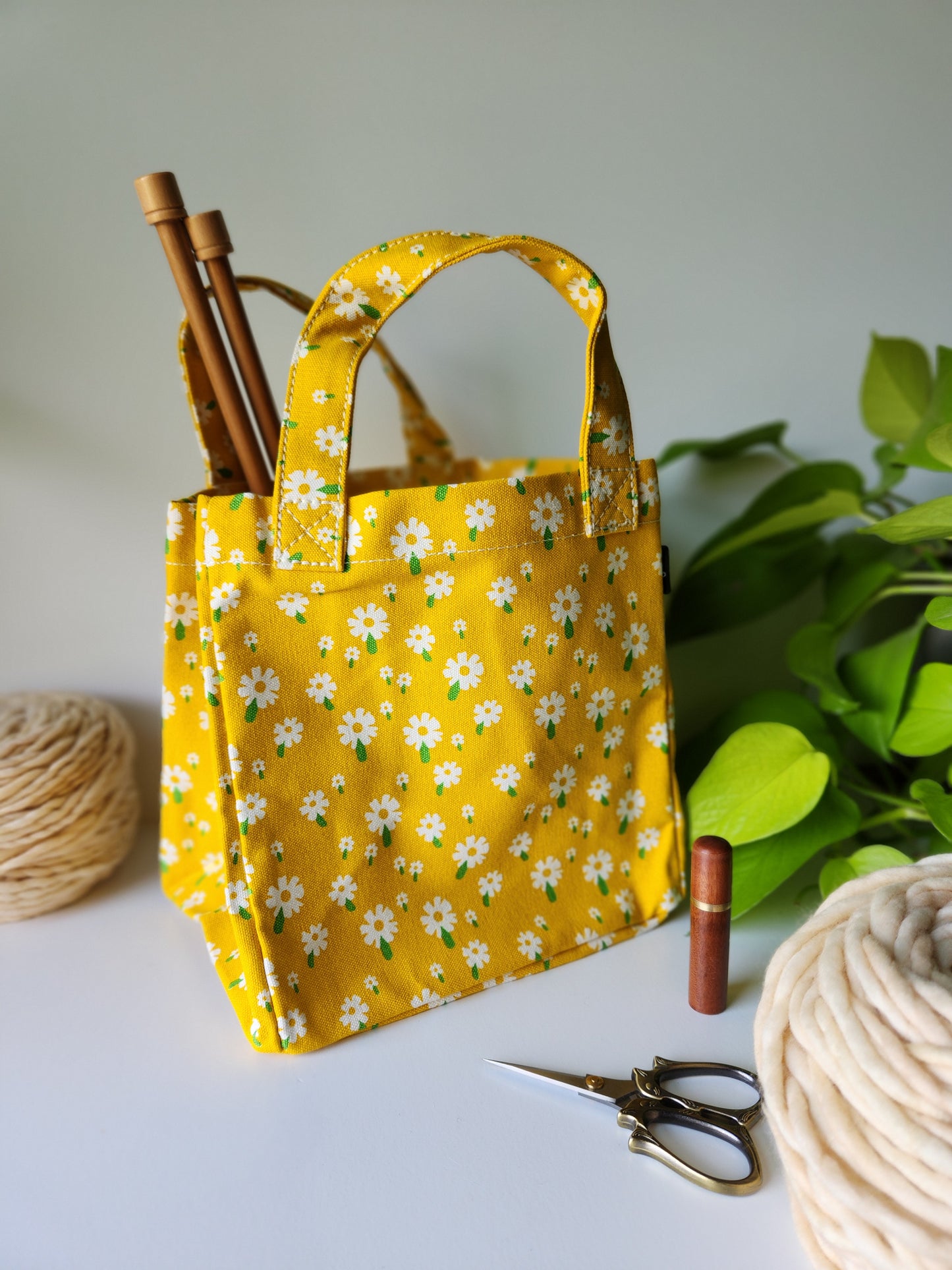 Knitting Project Bag, Lunch Tote, Carmel