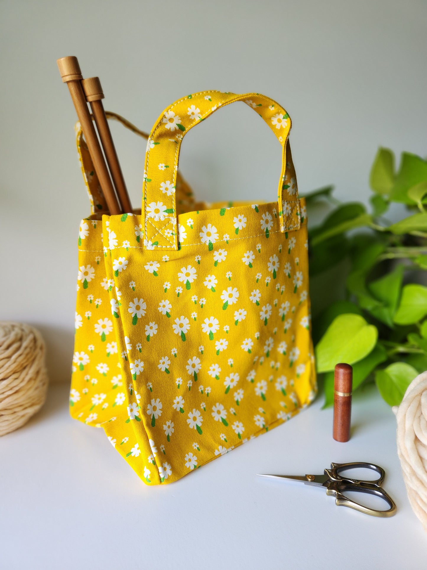 Knitting Project Bag, Lunch Tote, Carmel