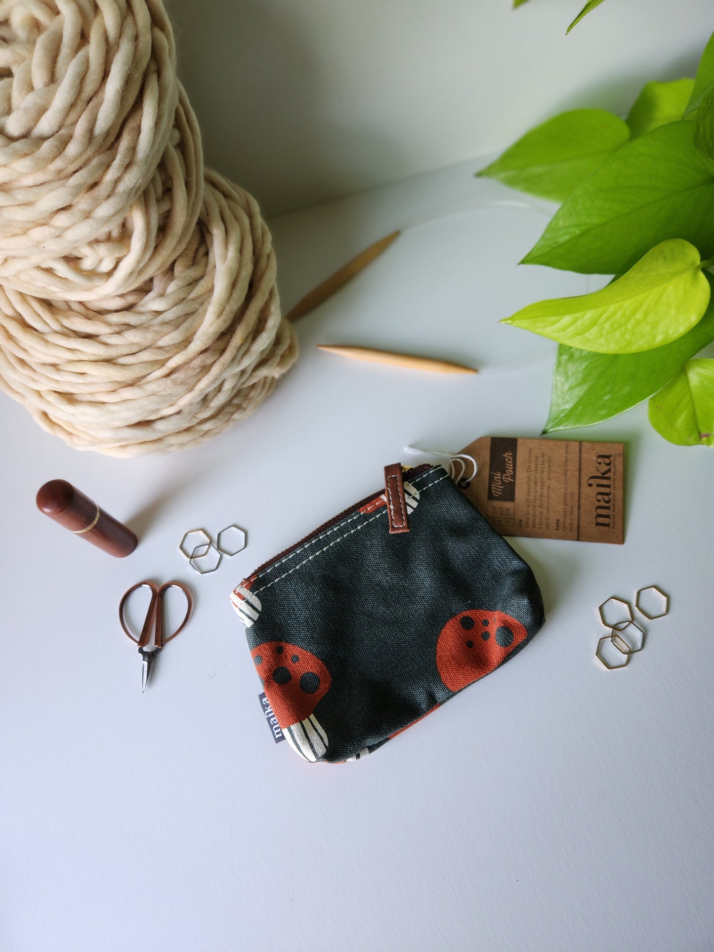 Knitting Project Bag, Small Zipper Pouch, Mendocino