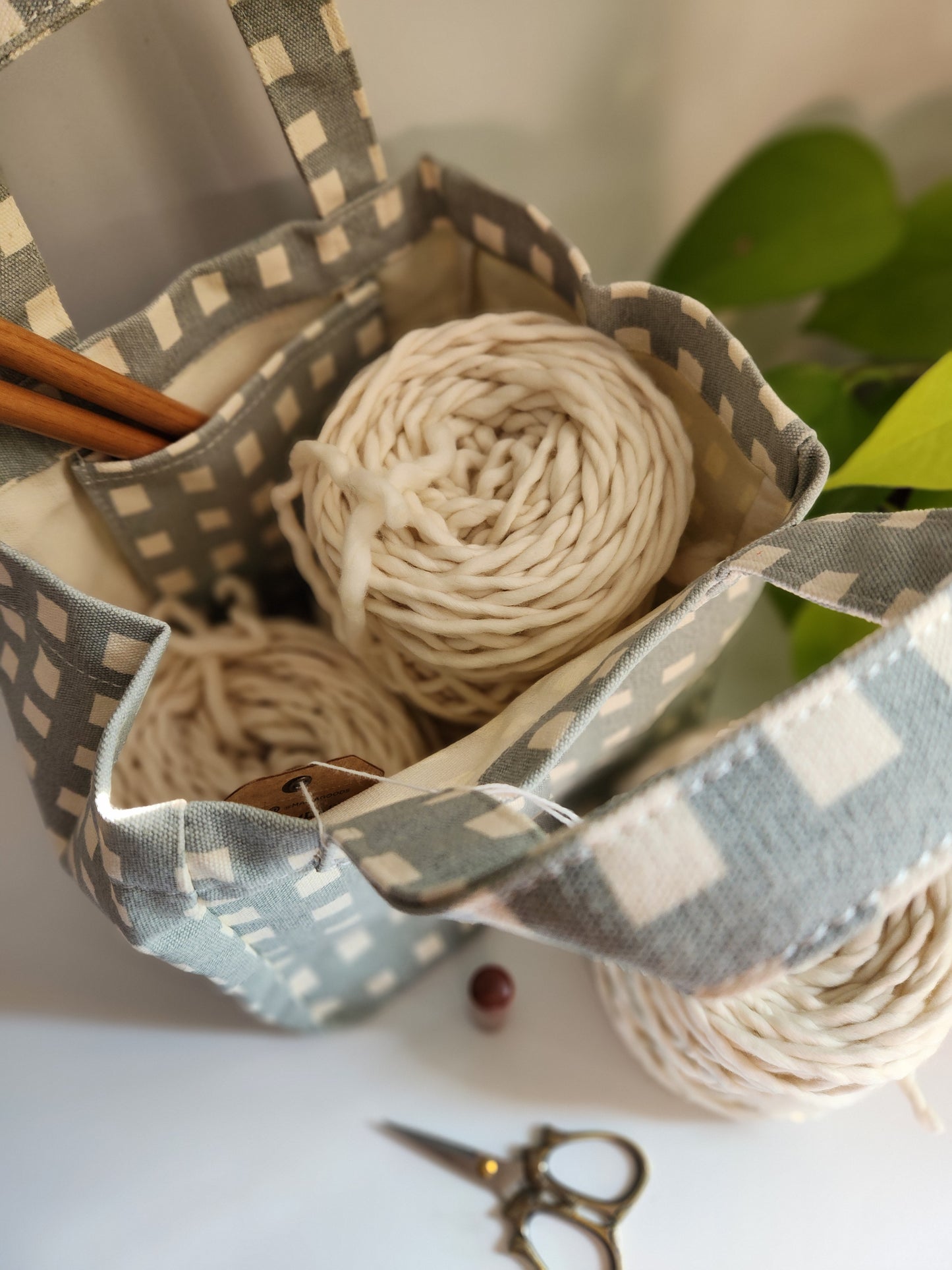 Knitting Project Bag, Lunch Tote, Flores