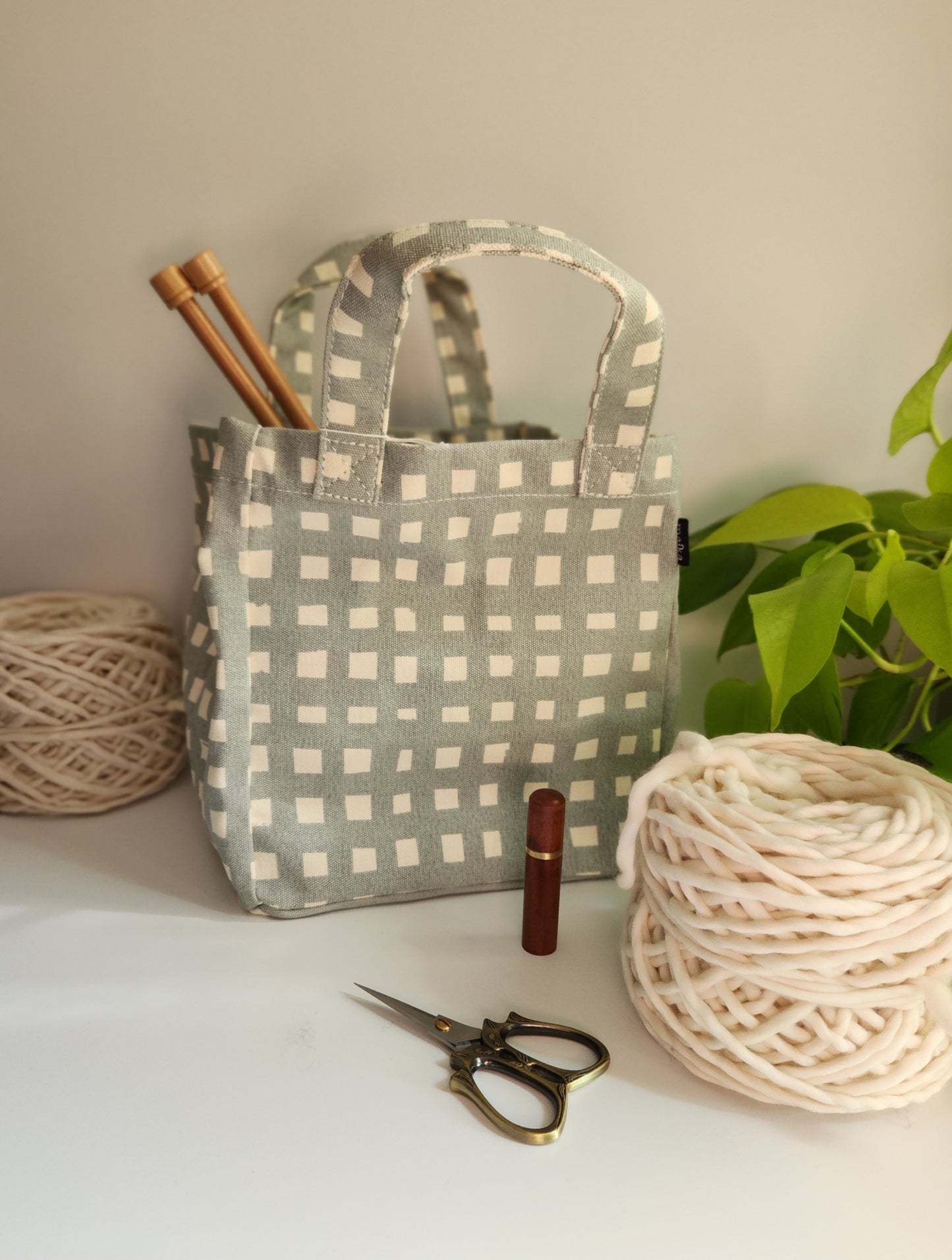 Knitting Project Bag, Lunch Tote, Flores