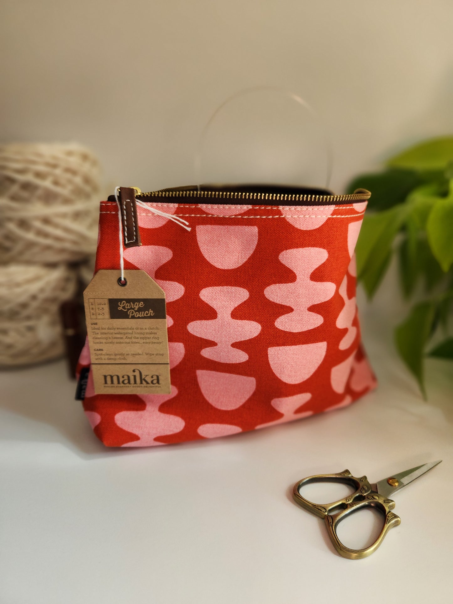 Knitting Project Bag, Large Zipper Pouch, Nacka