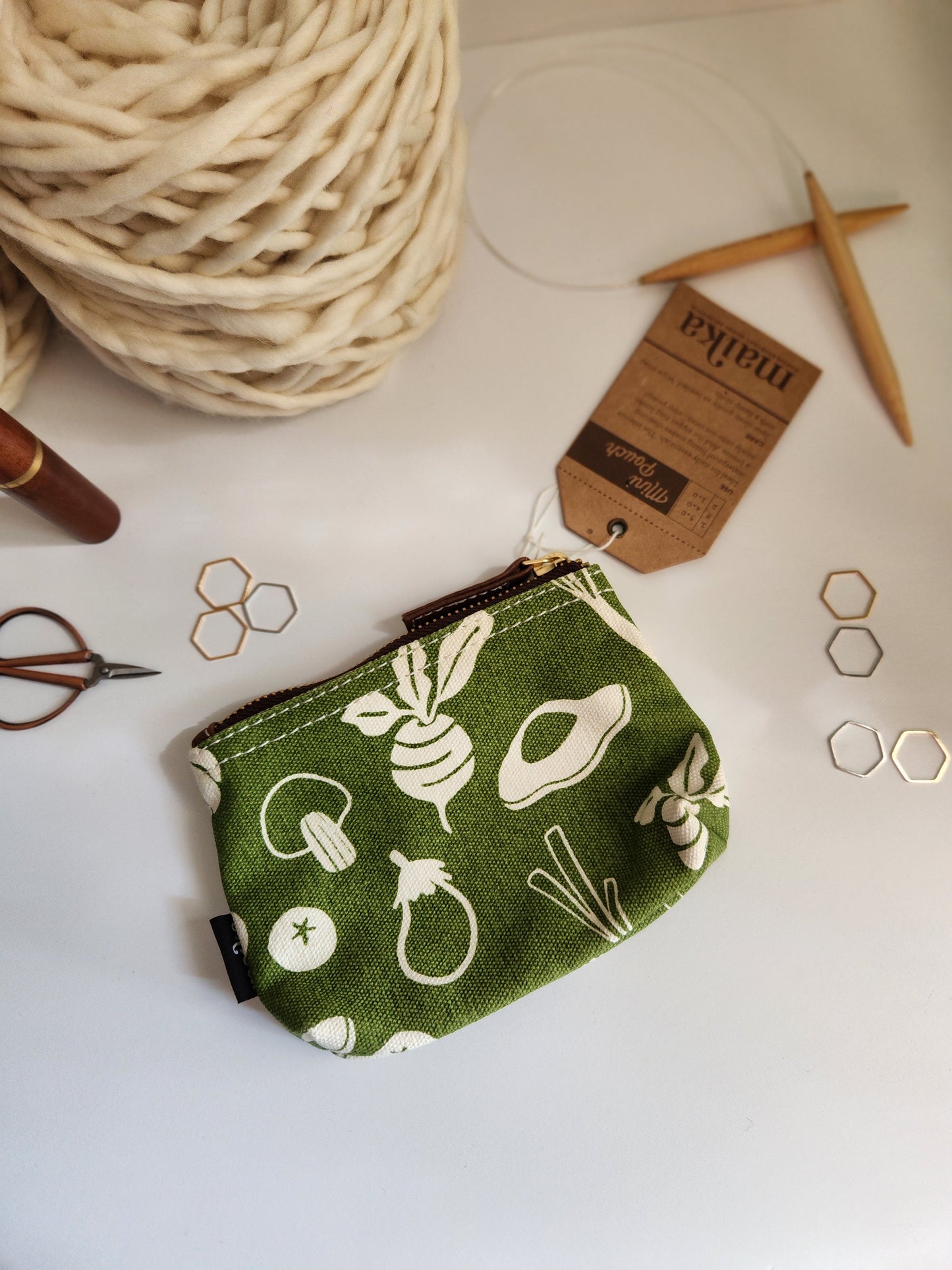 Knitting Project Bag, Small Zipper Pouch, Marche