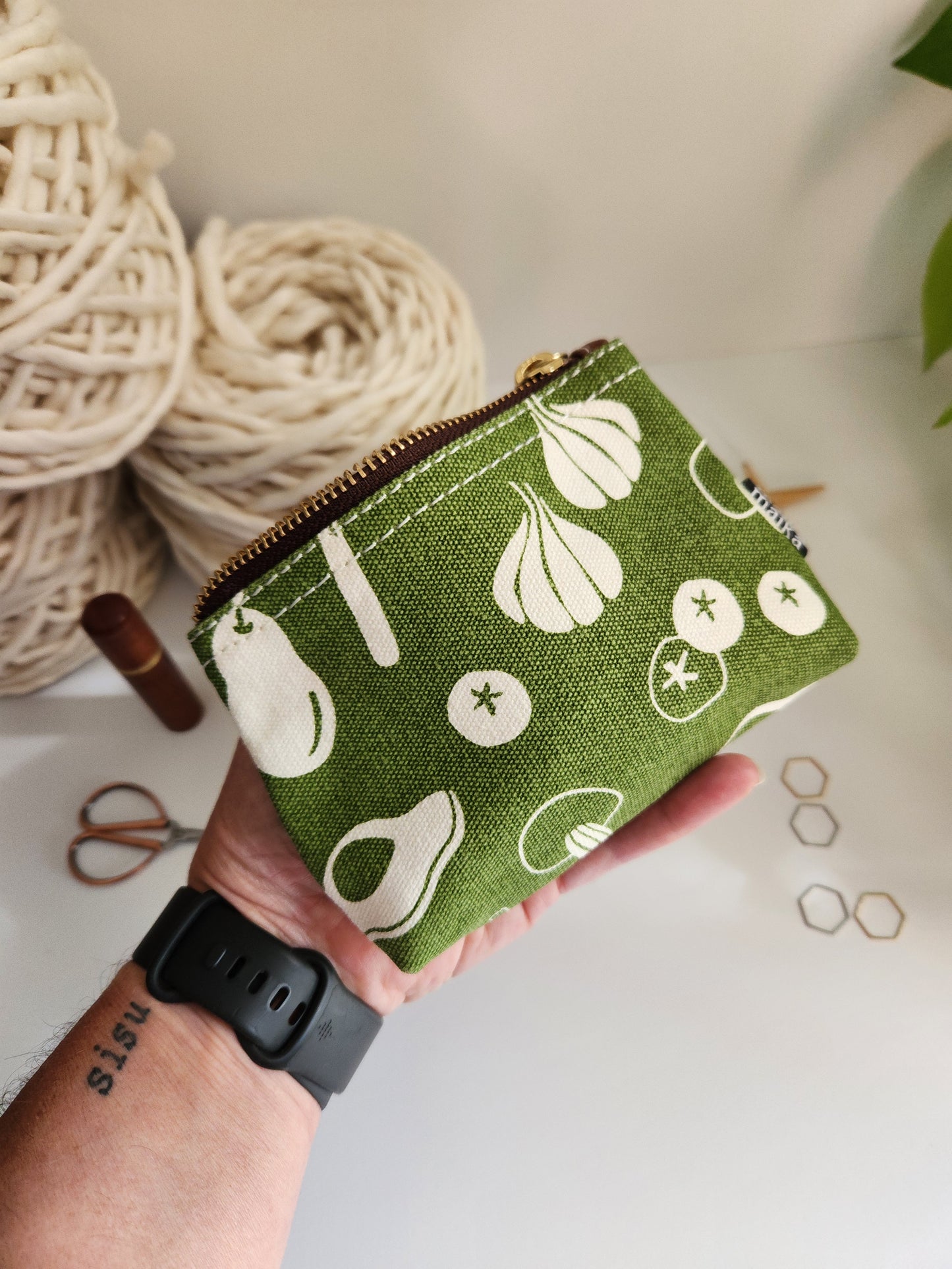 Knitting Project Bag, Small Zipper Pouch, Marche