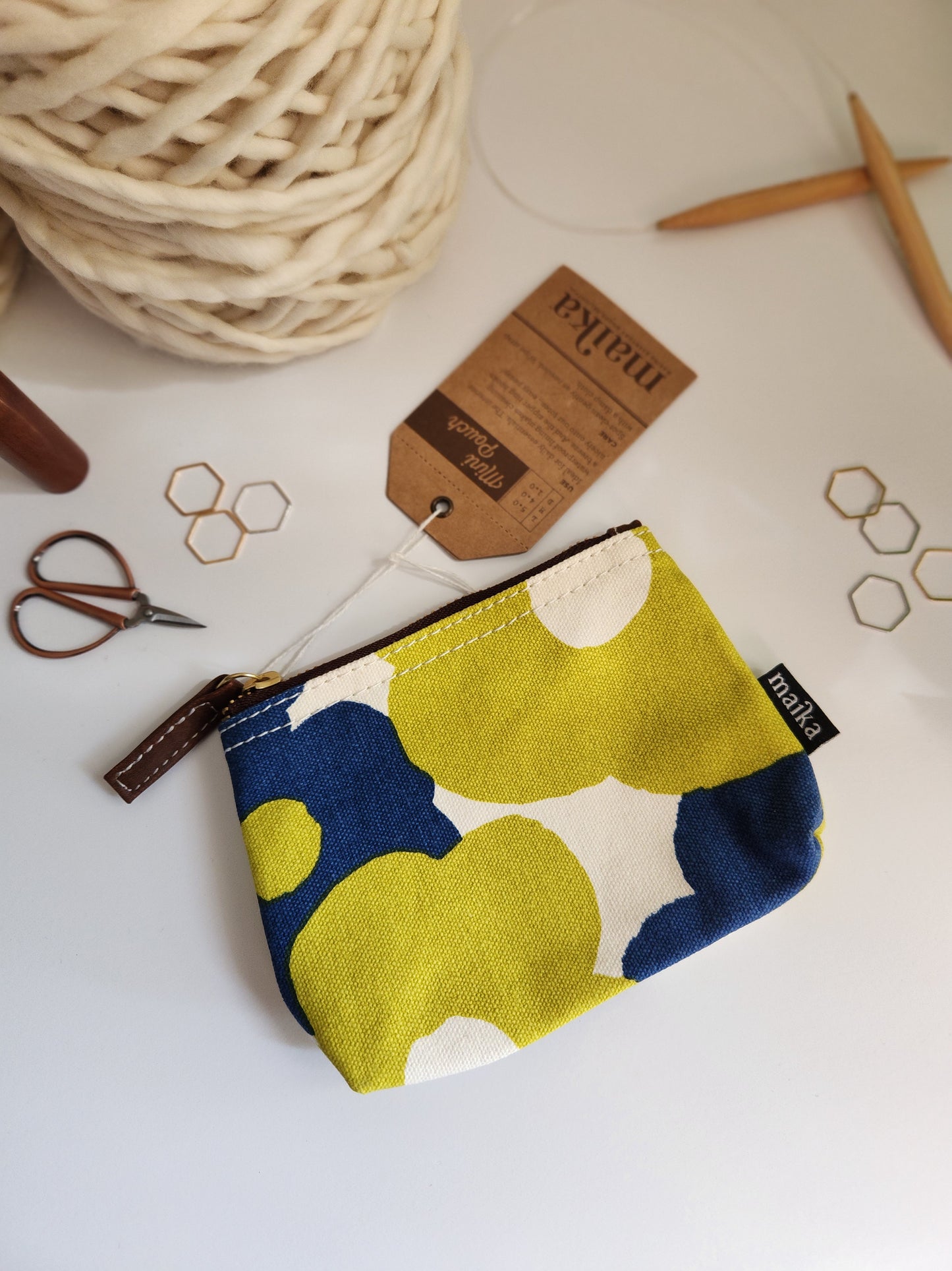 Knitting Project Bag, Small Zipper Pouch, Hana