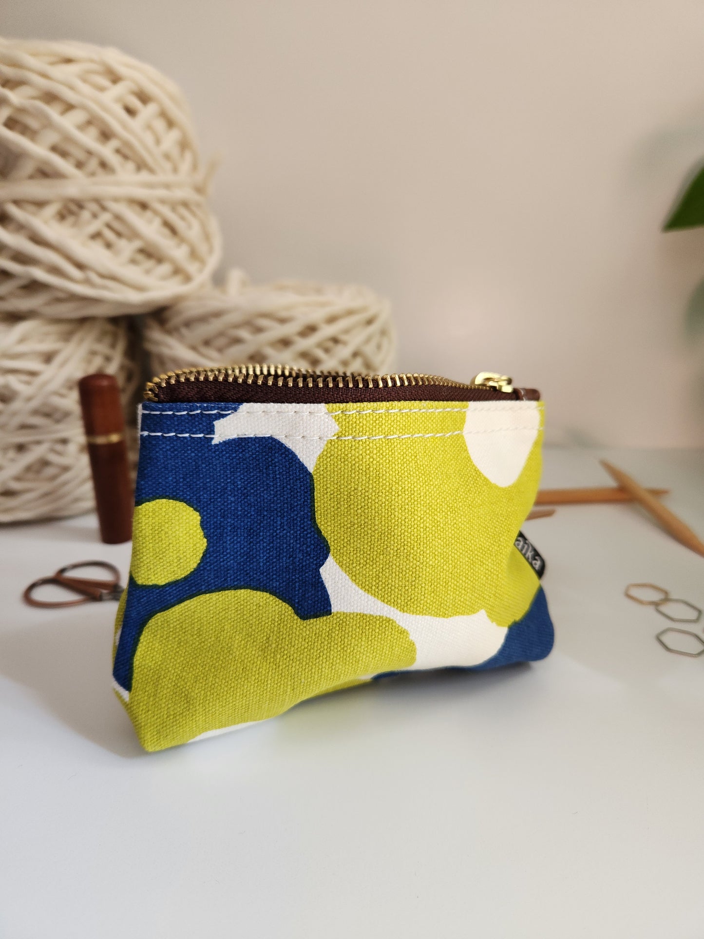 Knitting Project Bag, Small Zipper Pouch, Hana